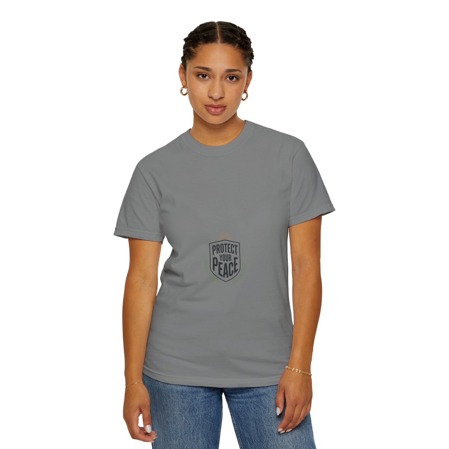 Protect Your Peace T-Shirt — Minimal Shield Graphic, Inspirational Casual Tee