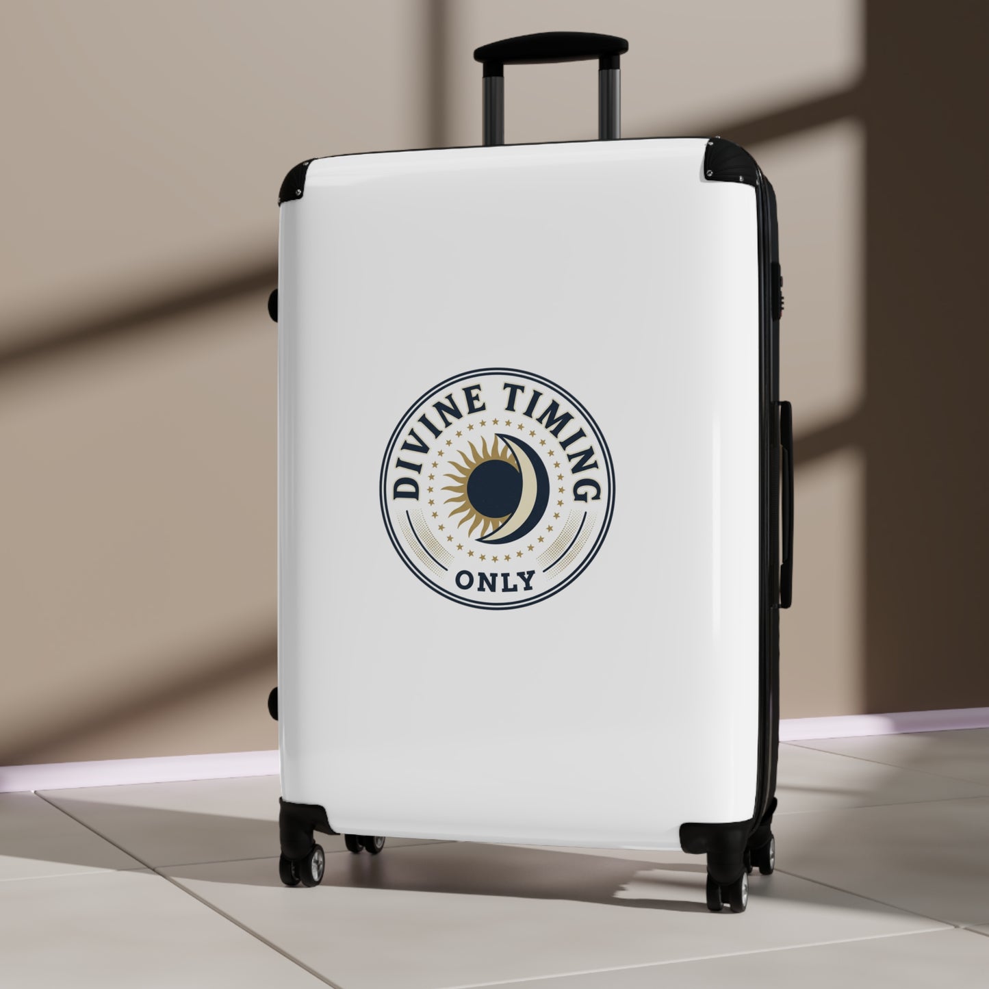 Carry-On Suitcase — 'Divine Timing Only' Moon & Sun Travel Luggage