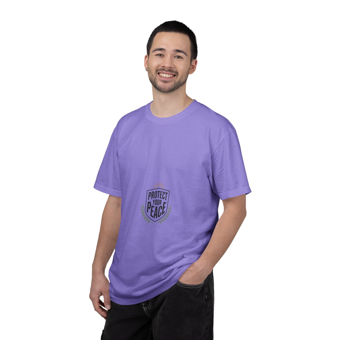 Protect Your Peace T-Shirt — Minimal Shield Graphic, Inspirational Casual Tee