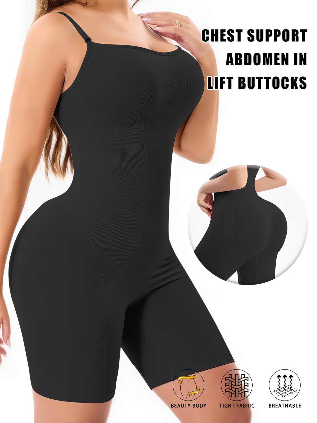 LuxeForm™ Seamless Sculpt Bodysuit | High-Waist Full Coverage Support Shapewear with Adjustable Straps