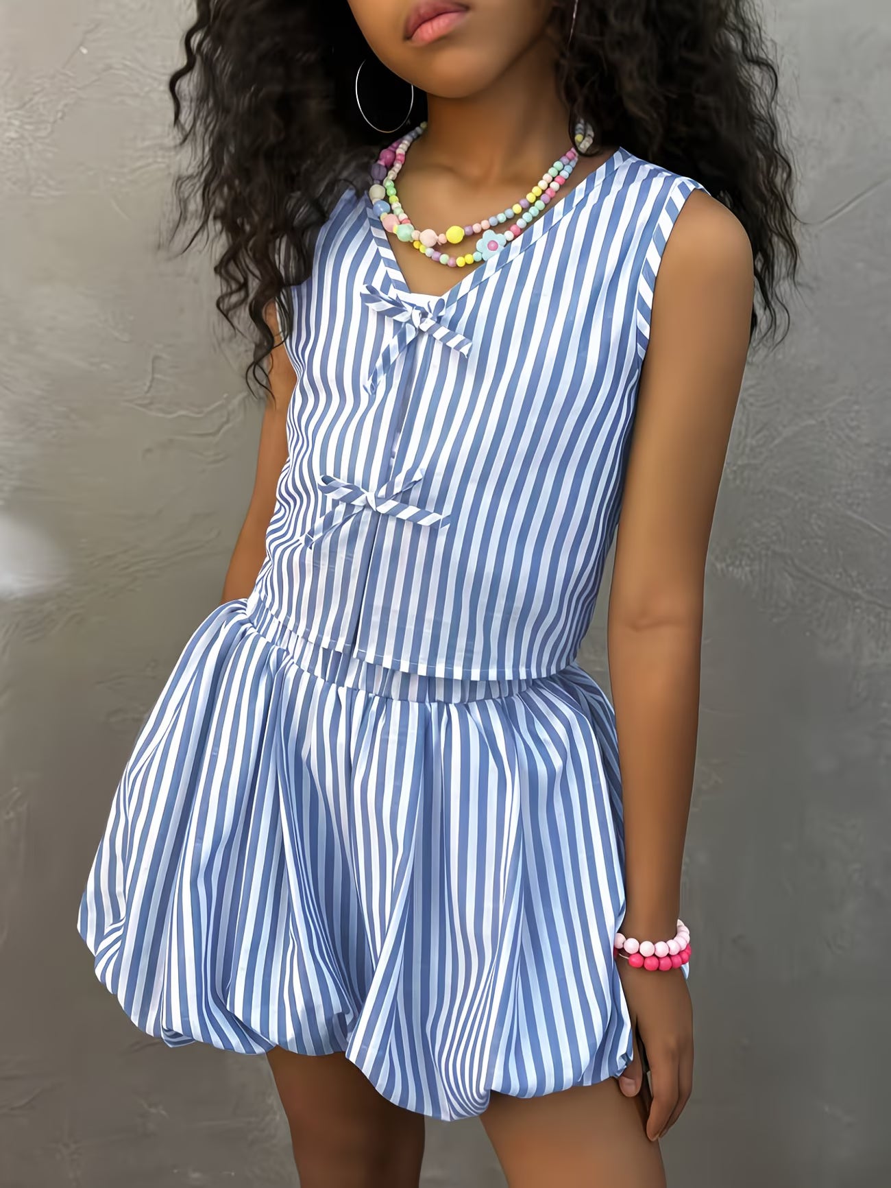 Y2K Summer Street Style 2-Piece Set | Short Top & Bubble Skirt Outfit for Back-to-School Look
