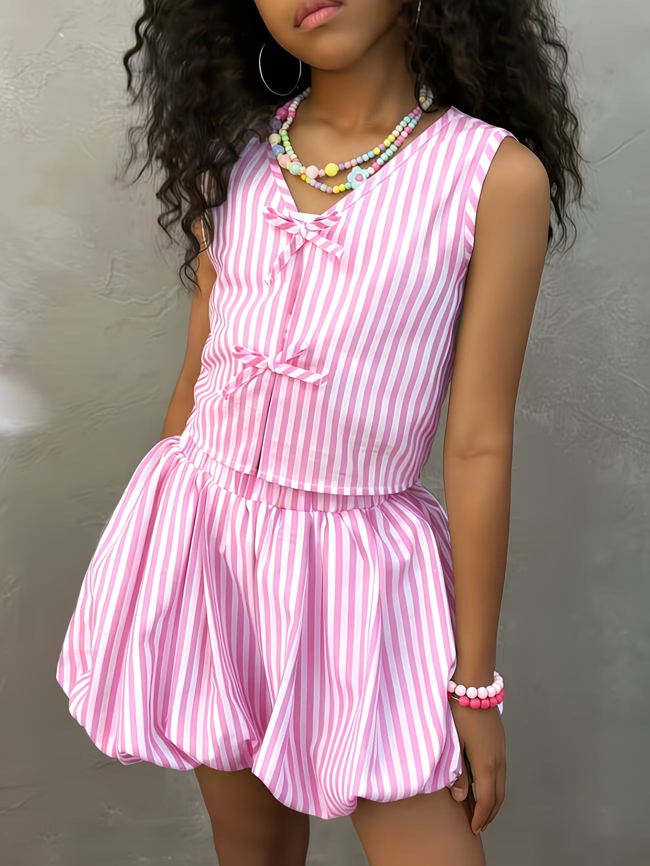 Y2K Summer Street Style 2-Piece Set | Short Top & Bubble Skirt Outfit for Back-to-School Look