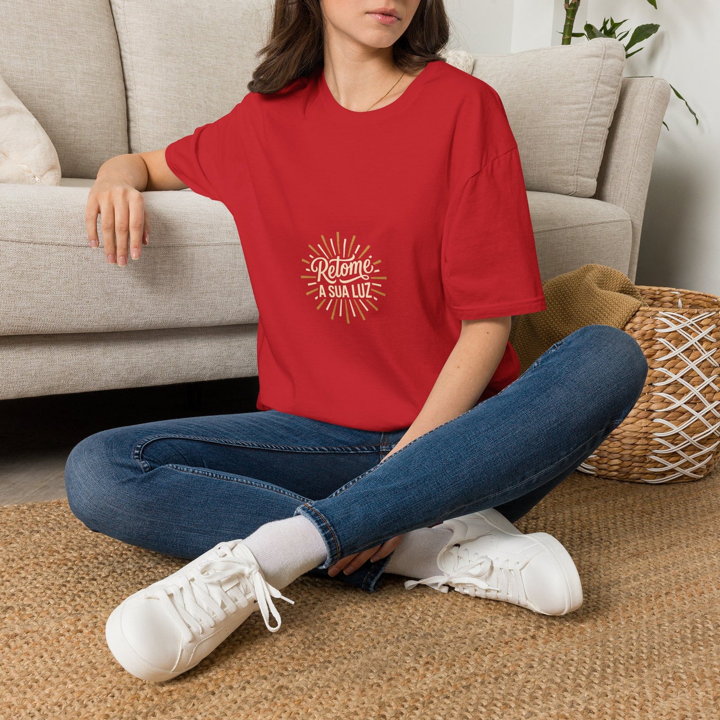 Camiseta — "Retome a sua luz" (Estampa Sunburst)