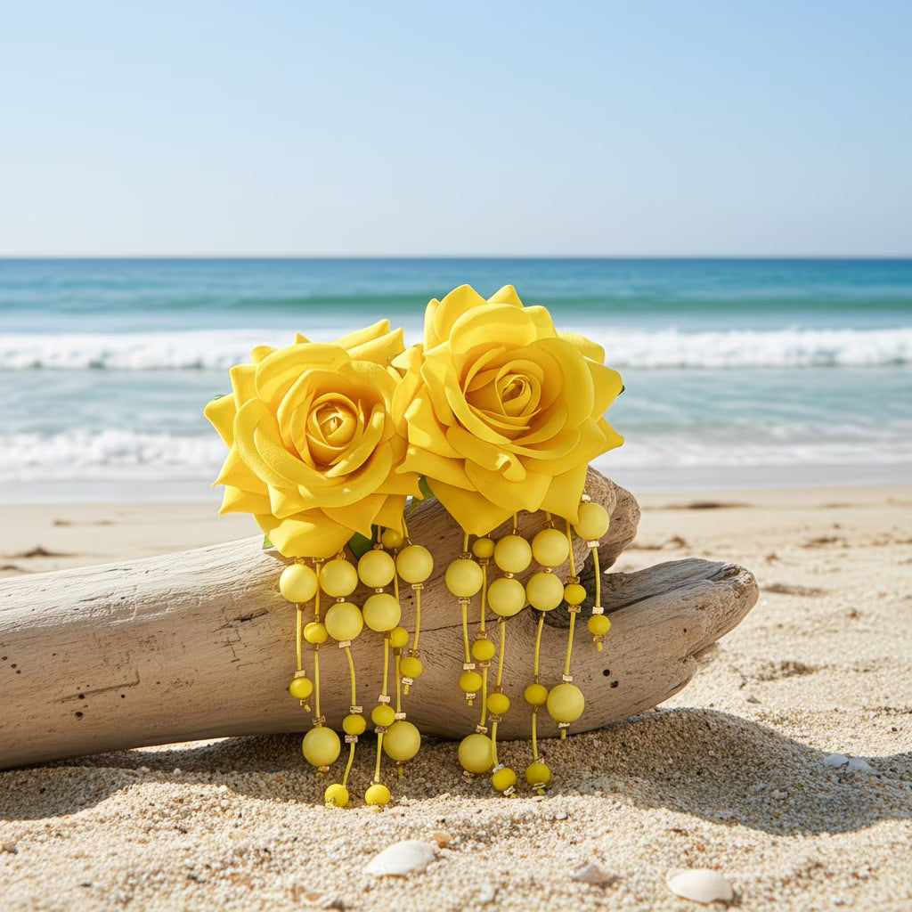 RoséCharm™ Faux Rose Drop Earrings | Elegant Floral Tassel Earrings for Women