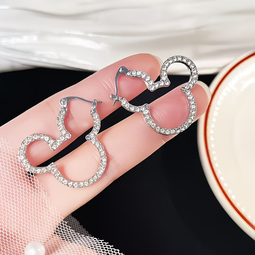 Sparkle Bunny™ Rhinestone Stud Earrings | Cartoon Hollow-Out Rabbit Earrings