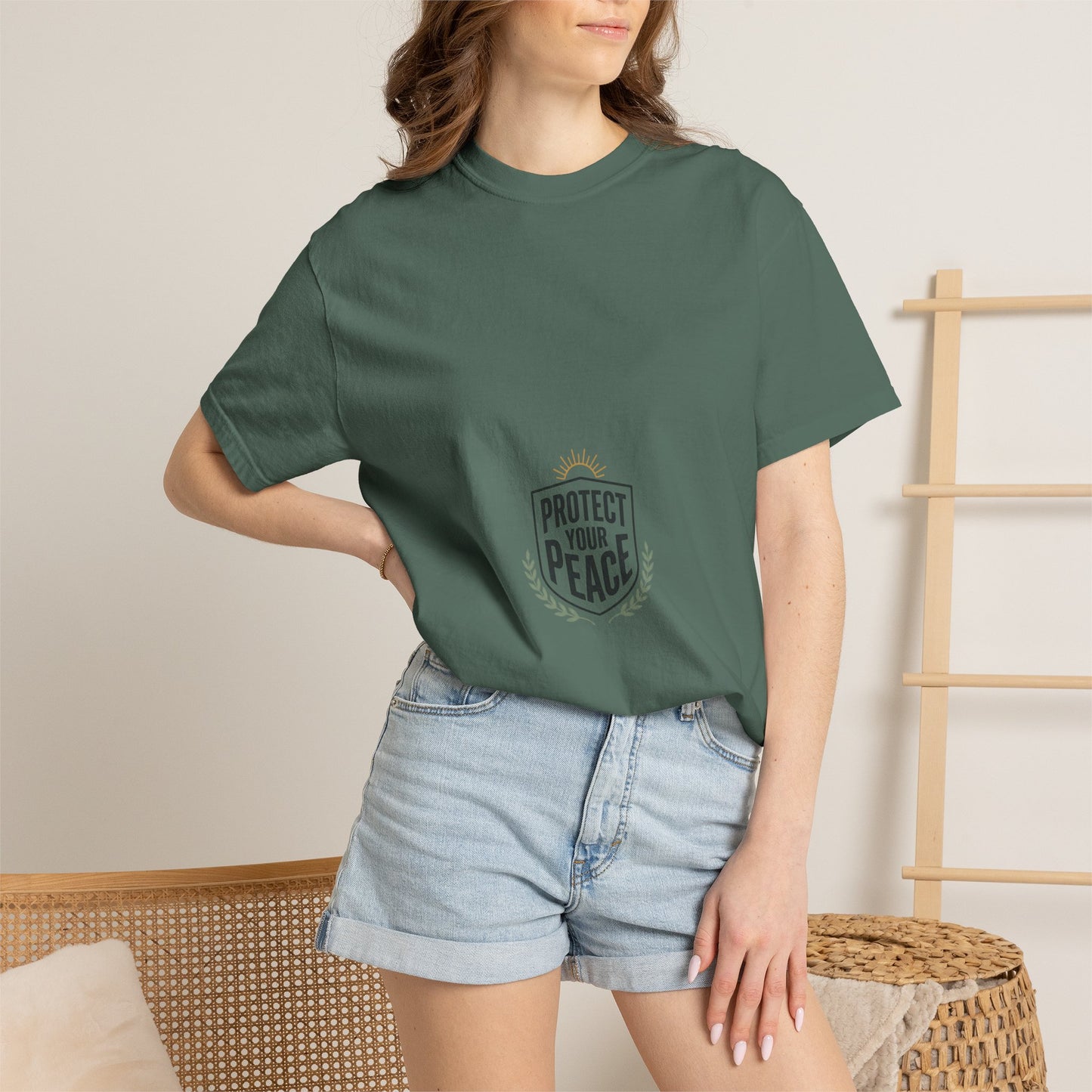 Protect Your Peace T-Shirt — Minimal Shield Graphic, Inspirational Casual Tee