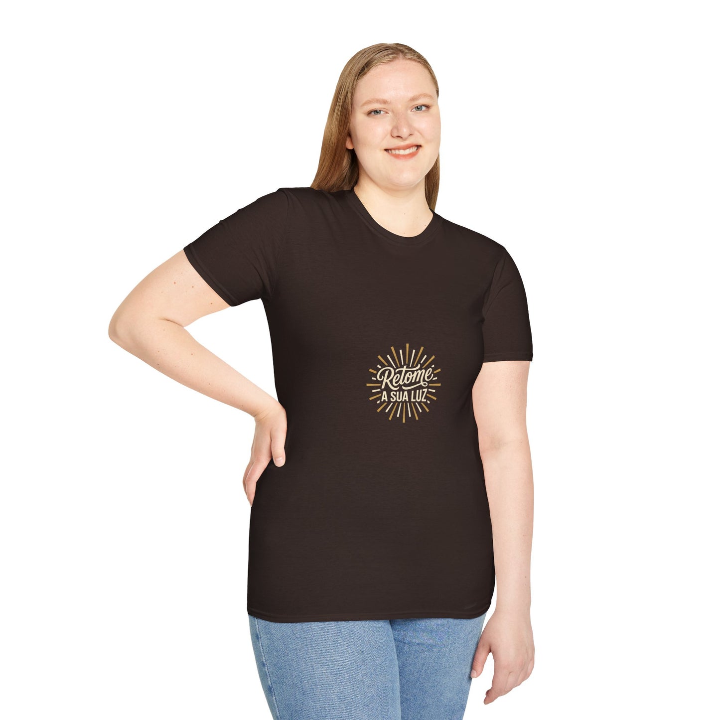 Camiseta — "Retome a sua luz" (Estampa Sunburst)