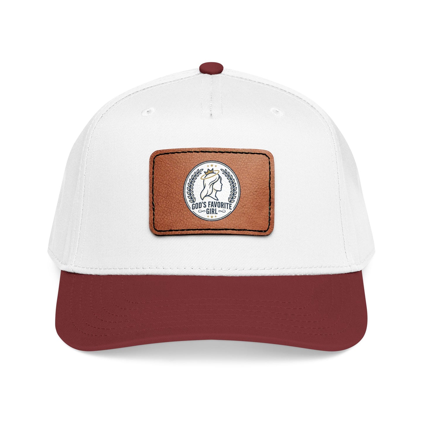 Leather Patch Baseball Cap — “God’s Favorite Girl” Vintage Logo