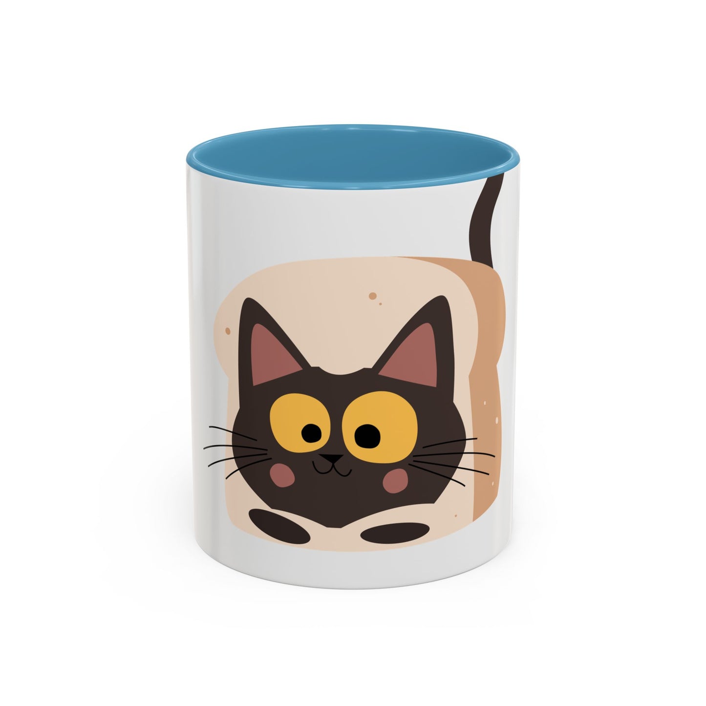 Cat in Toast Accent Coffee Mug – Cute Black Cat Breakfast Mug (11/15oz)