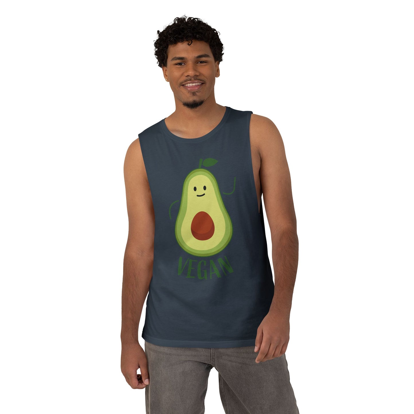 Vegan Avocado Tank Top — Cute Smiling Avocado Graphic Sleeveless Shirt