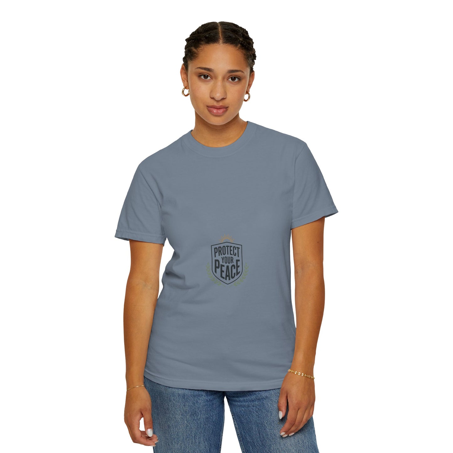 Protect Your Peace T-Shirt — Minimal Shield Graphic, Inspirational Casual Tee