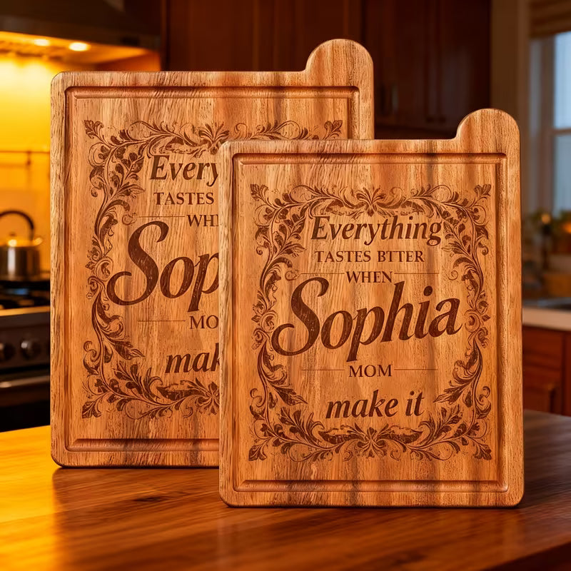Personalized Sapele Wood Cutting Board | Custom Engraved Mahogany Kitchen Board