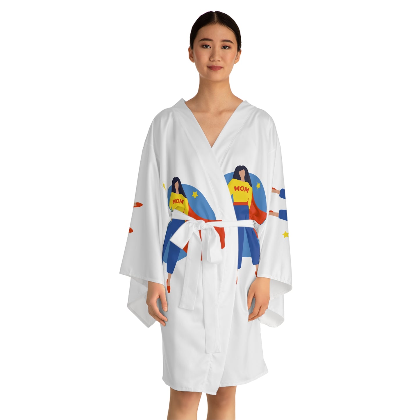 Kimono Robe - Super Mom Graphic Long Sleeve Robe