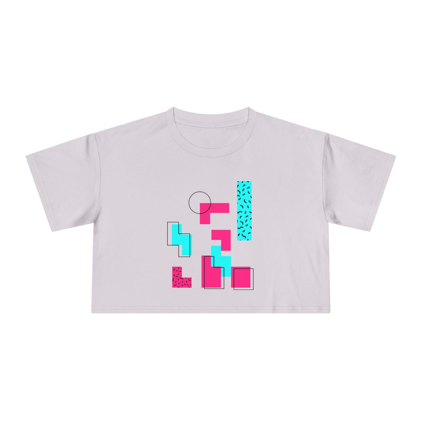 Retro Geometric Crop Tee — 80s Memphis Pattern Women's Top