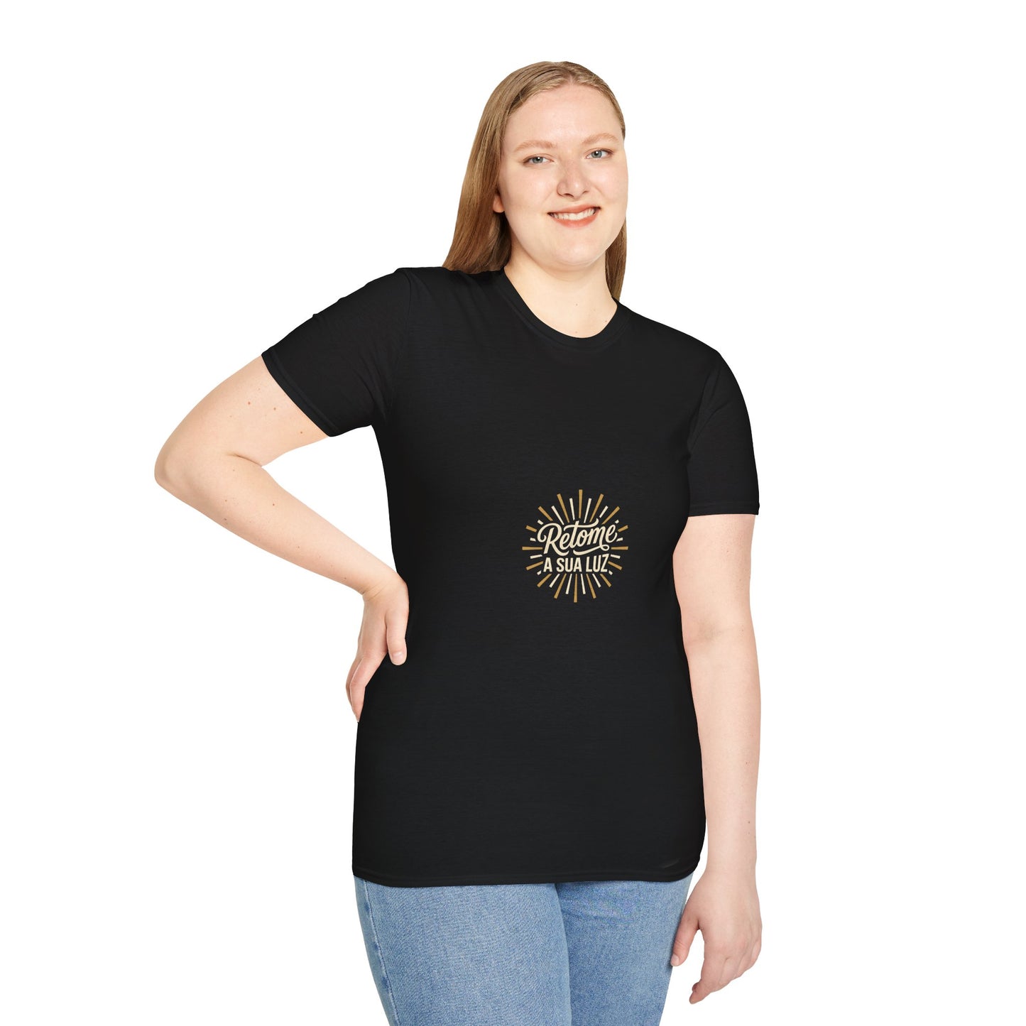 Camiseta — "Retome a sua luz" (Estampa Sunburst)