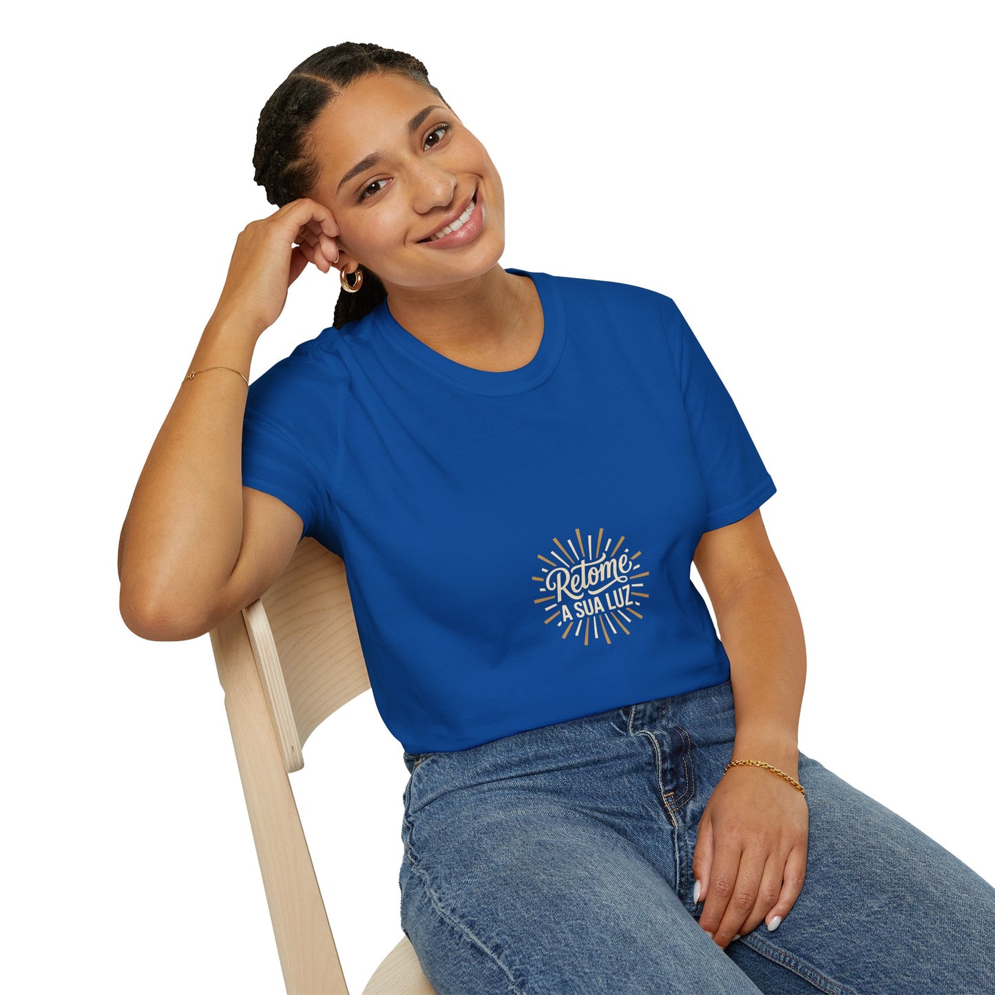 Camiseta — "Retome a sua luz" (Estampa Sunburst)