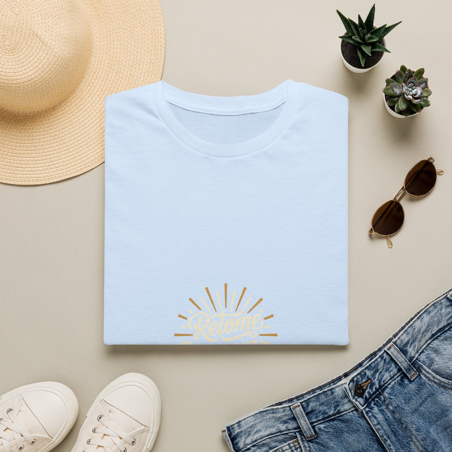 Camiseta — "Retome a sua luz" (Estampa Sunburst)