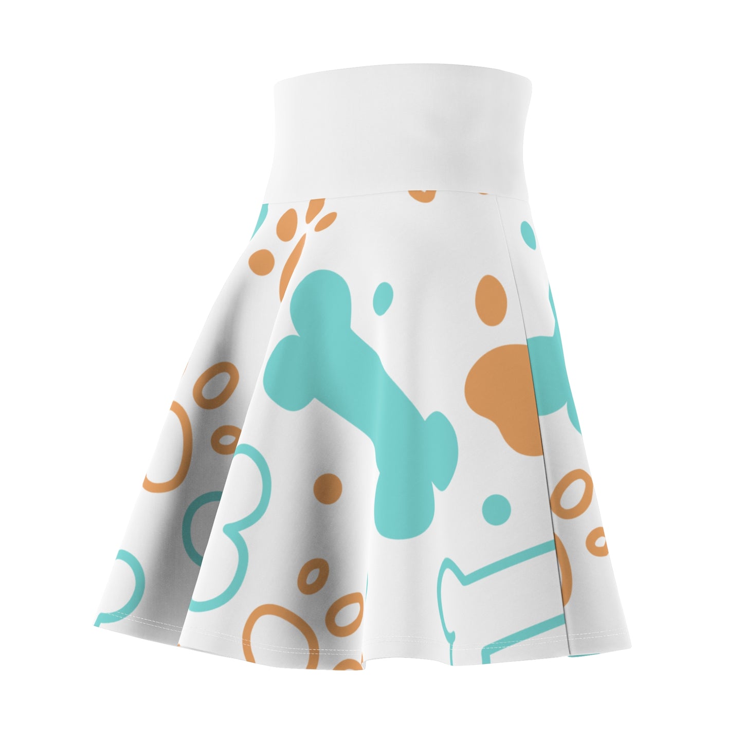 Pet Paw & Bone Skater Skirt — Cute Dog Print AOP