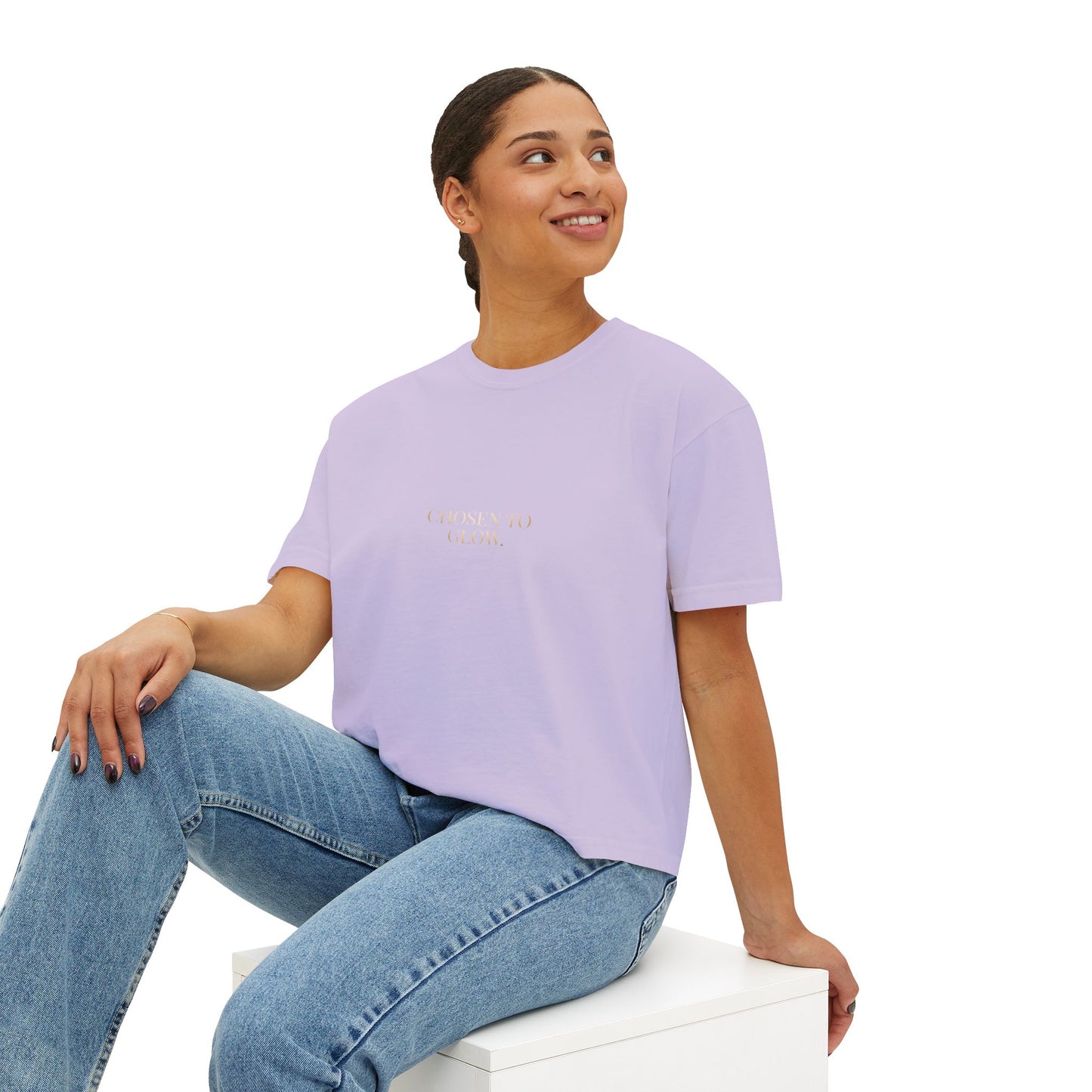 Minimalist Women's Boxy Tee — 'Carefree & Calm' Embroidered Crop T-Shirt