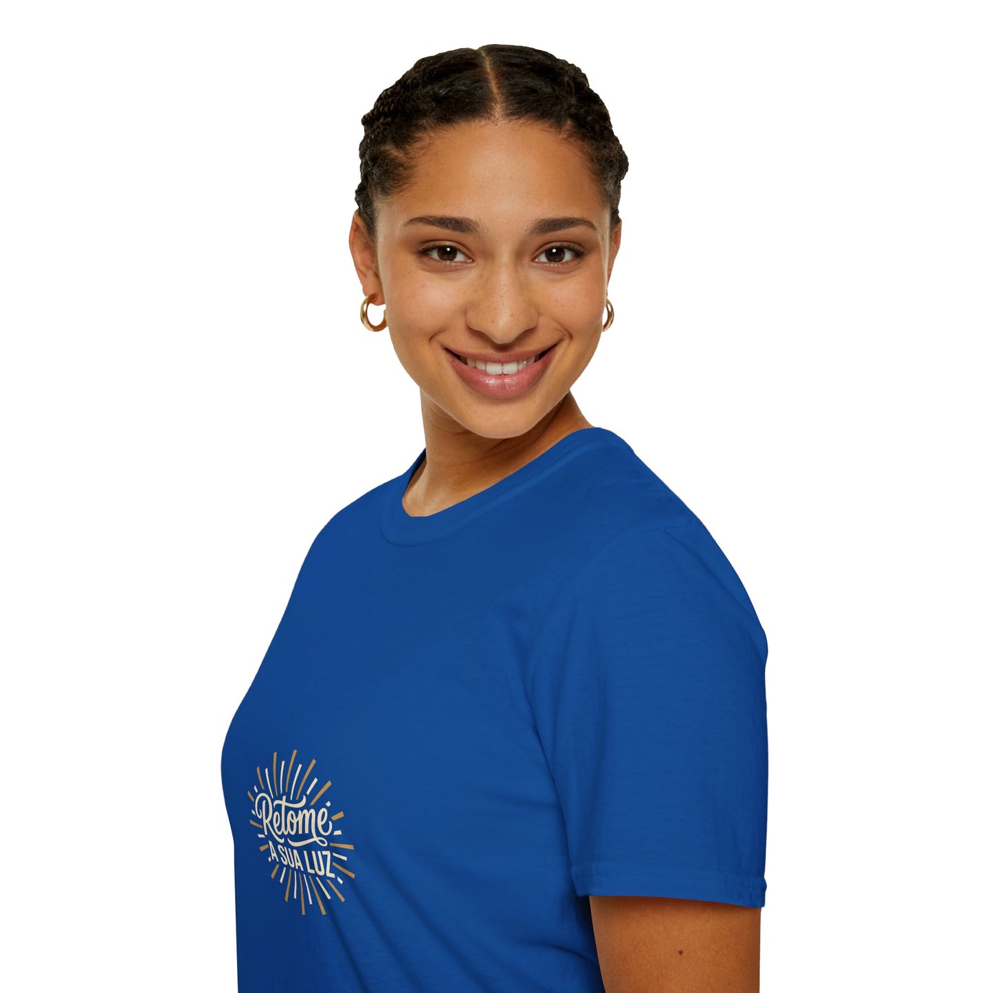 Camiseta — "Retome a sua luz" (Estampa Sunburst)