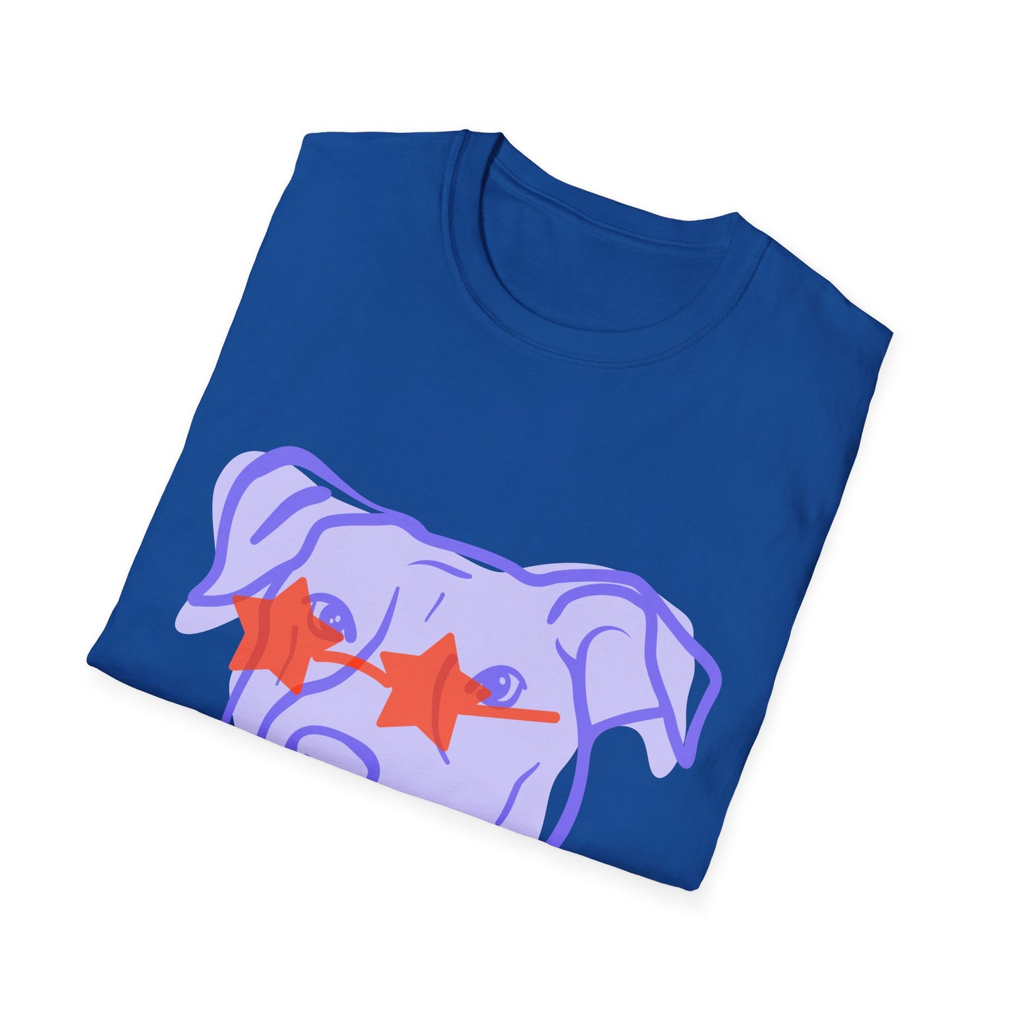 Dog Face T-Shirt — Playful Purple Pup with Star Sunglasses Graphic