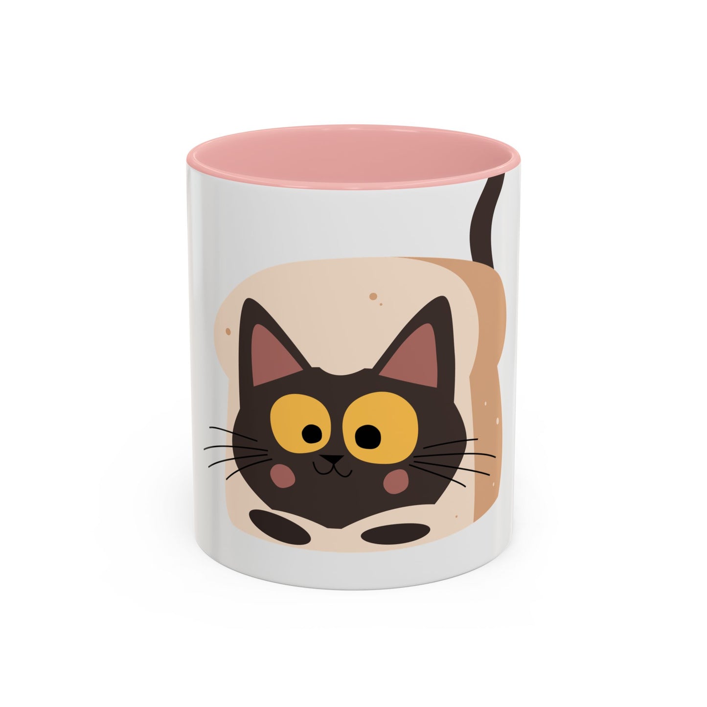 Cat in Toast Accent Coffee Mug – Cute Black Cat Breakfast Mug (11/15oz)
