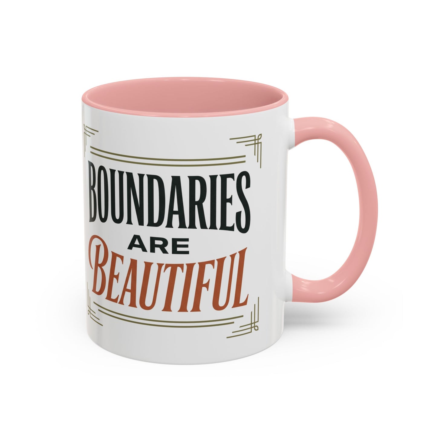Boundaries Are Beautiful Accent Coffee Mug — Inspirational Self-Care Coffee Cup (11/15oz)