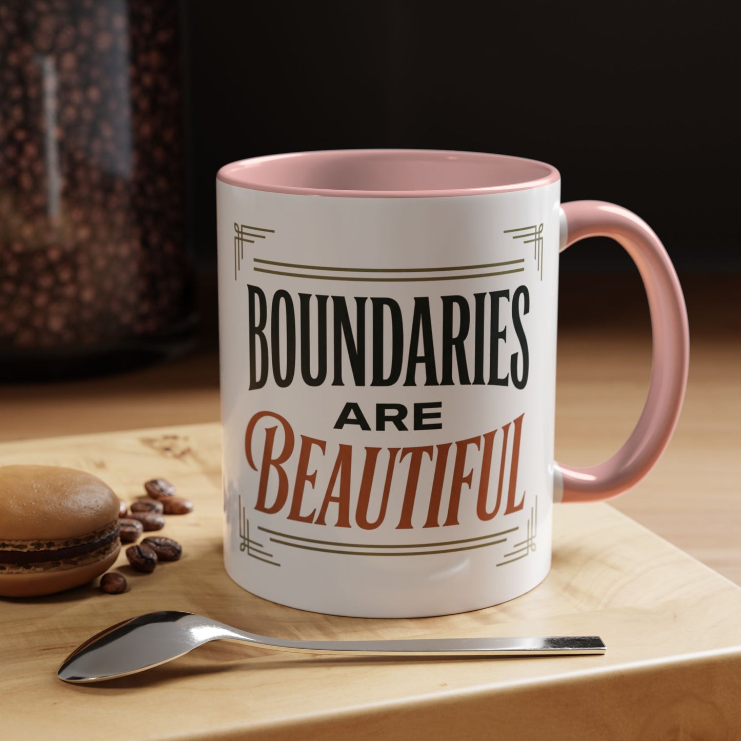 Boundaries Are Beautiful Accent Coffee Mug — Inspirational Self-Care Coffee Cup (11/15oz)
