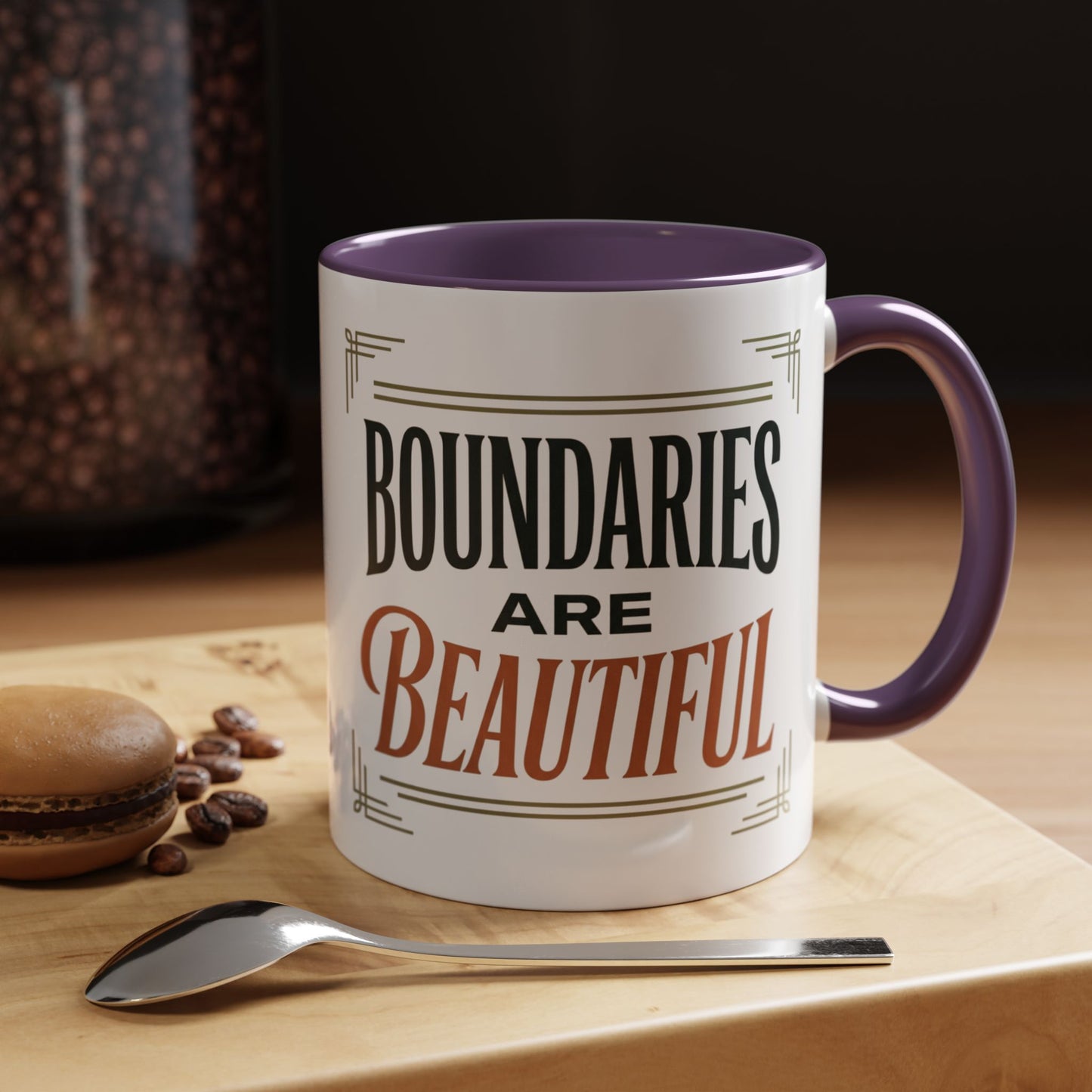 Boundaries Are Beautiful Accent Coffee Mug — Inspirational Self-Care Coffee Cup (11/15oz)
