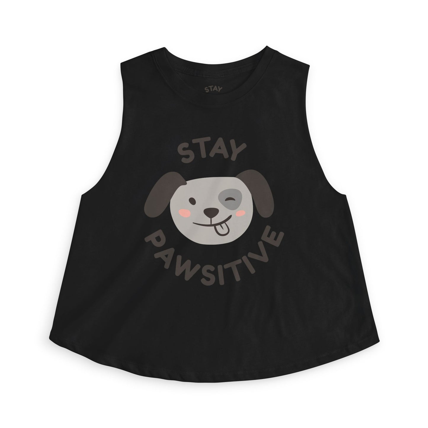 Stay Pawsitive Crop Top — Cute Dog Graphic Women's Tank