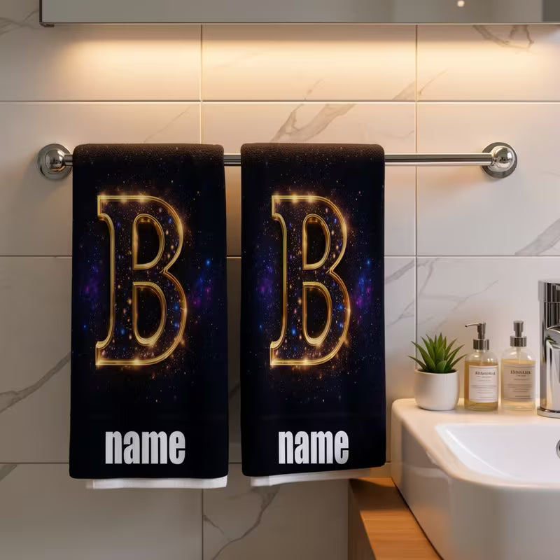 Personalized Galaxy Towel Set | Custom Name Space-Themed Travel Towels (2pcs)