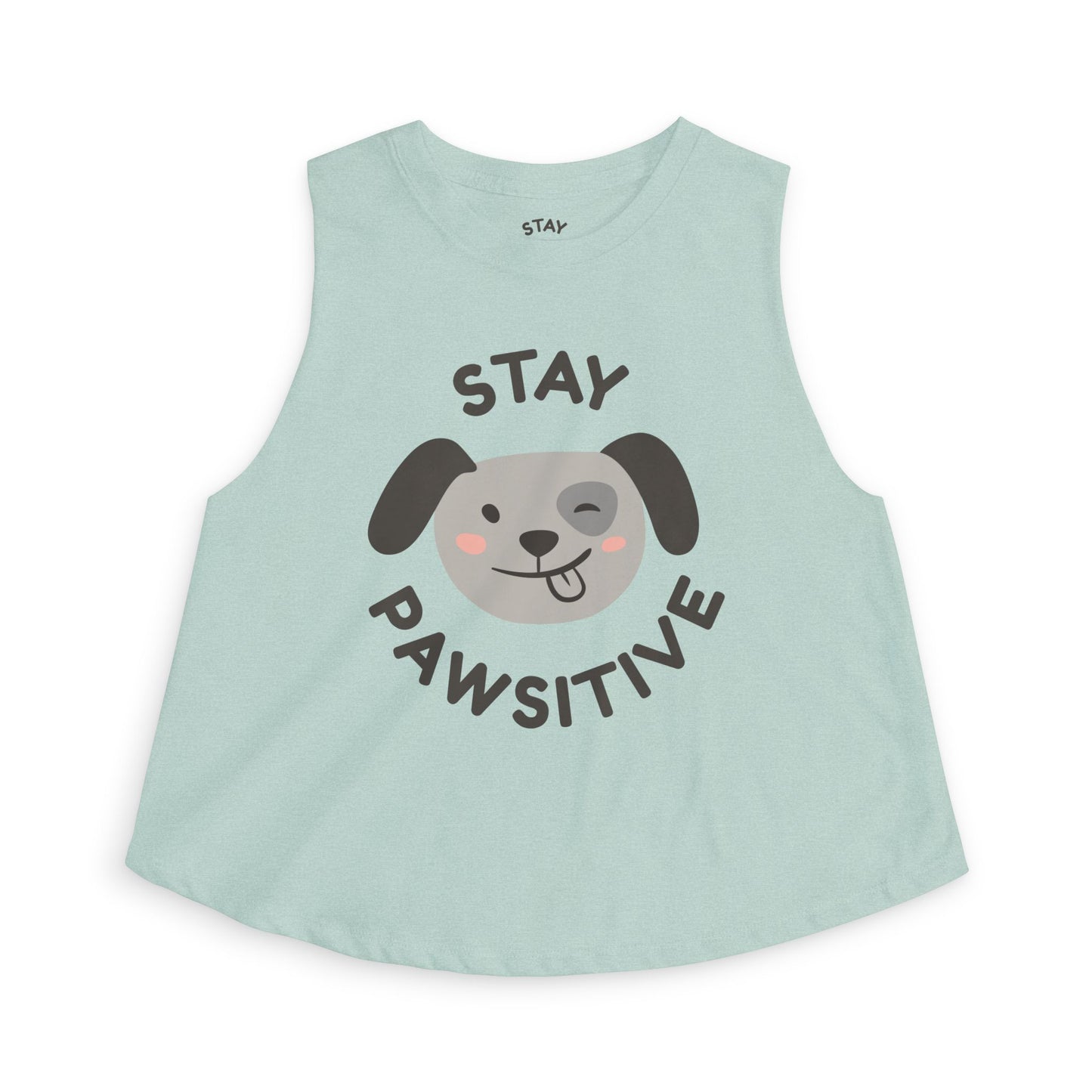 Stay Pawsitive Crop Top — Cute Dog Graphic Women's Tank
