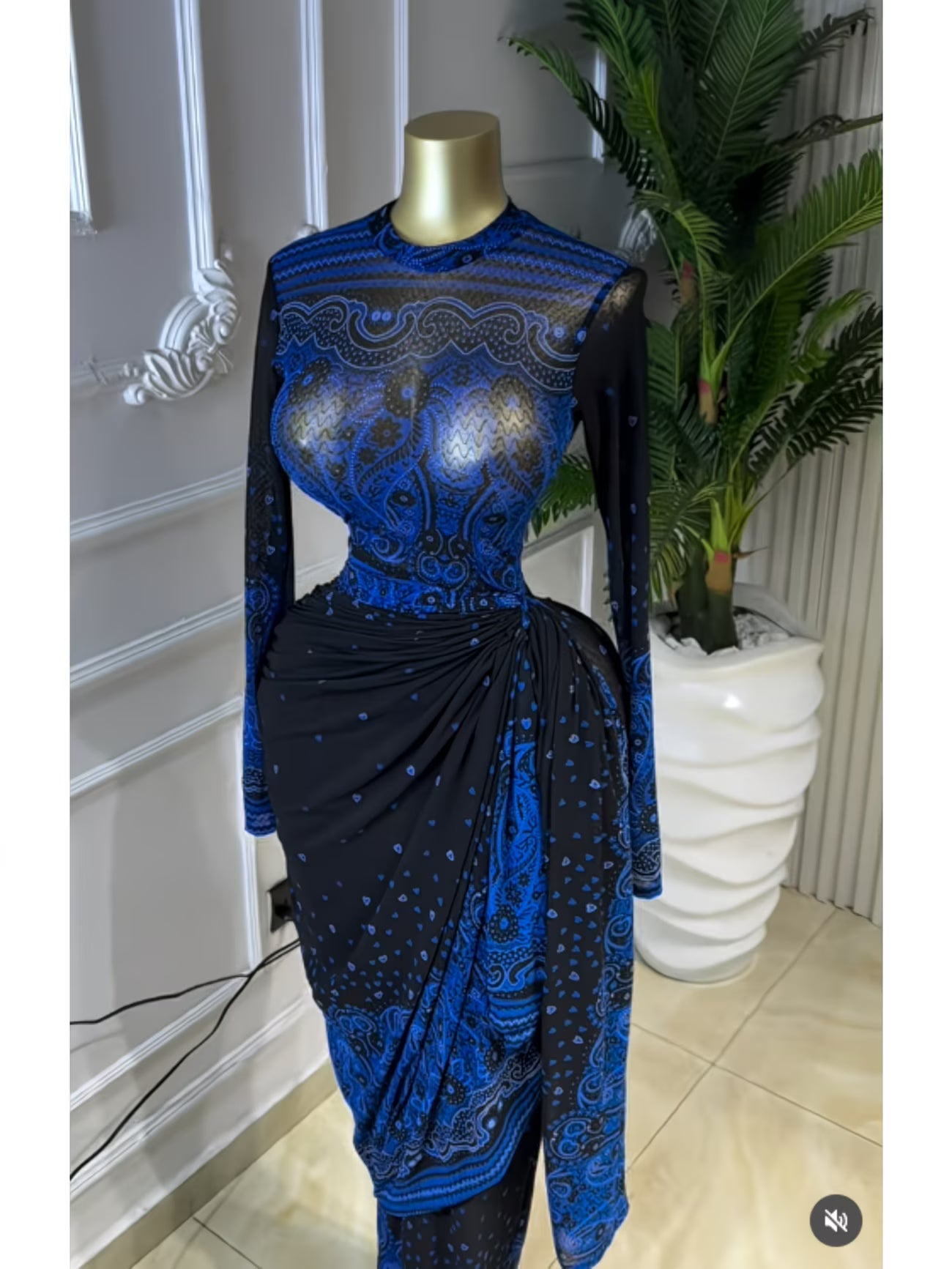 PaisleyMuse™ Ruched Waist Maxi Dress | Paisley Print Long Sleeve Wrap Dress for Women
