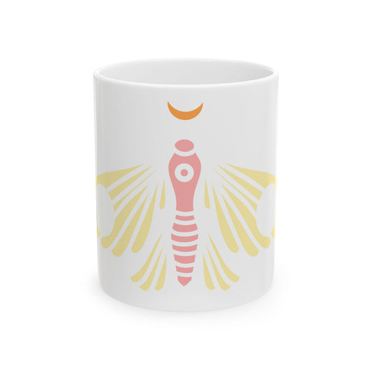 Moth & Crescent Ceramic Mug – Caneca de Cerâmica com Mariposa e Lua Crescente