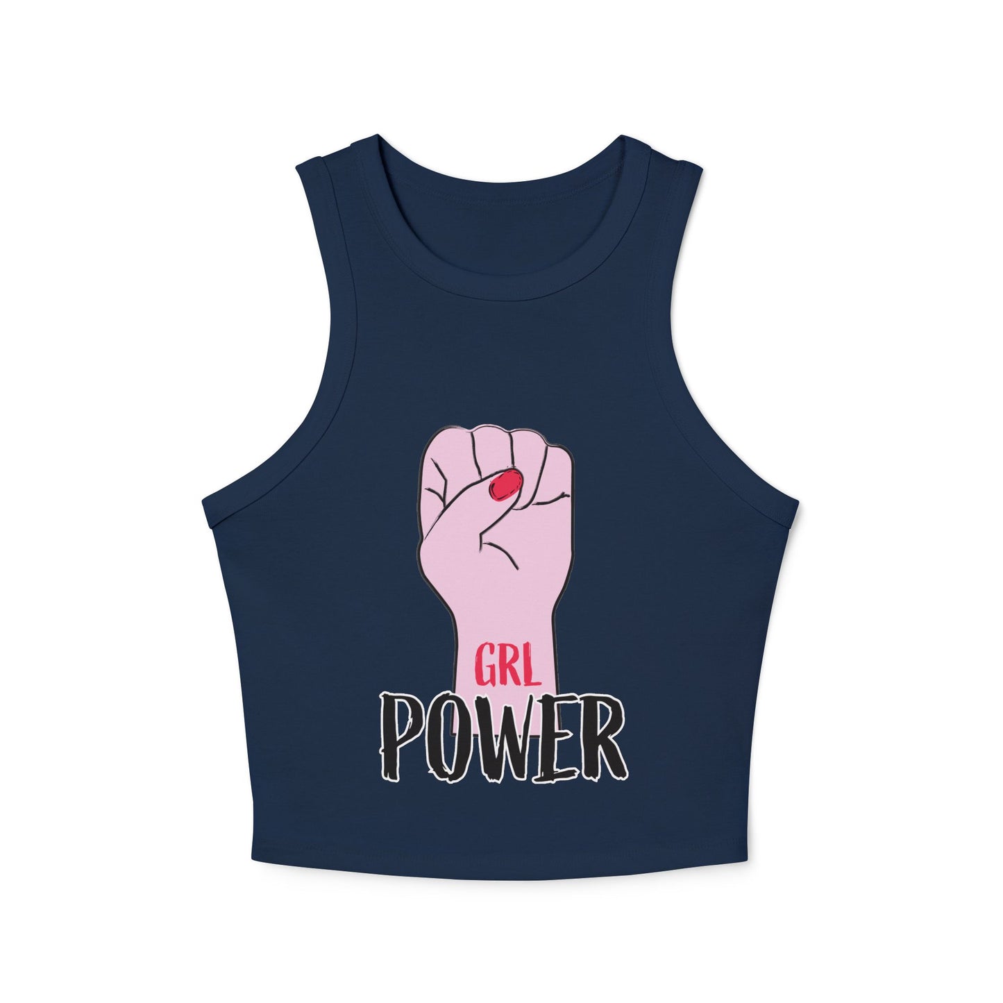 GRL Power Tank Top — Feminist Pink Fist Crop Racerback