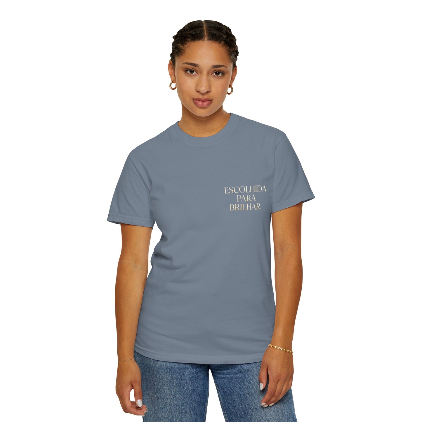 T-shirt tingida em peça "Escolhida Para Brilhar"