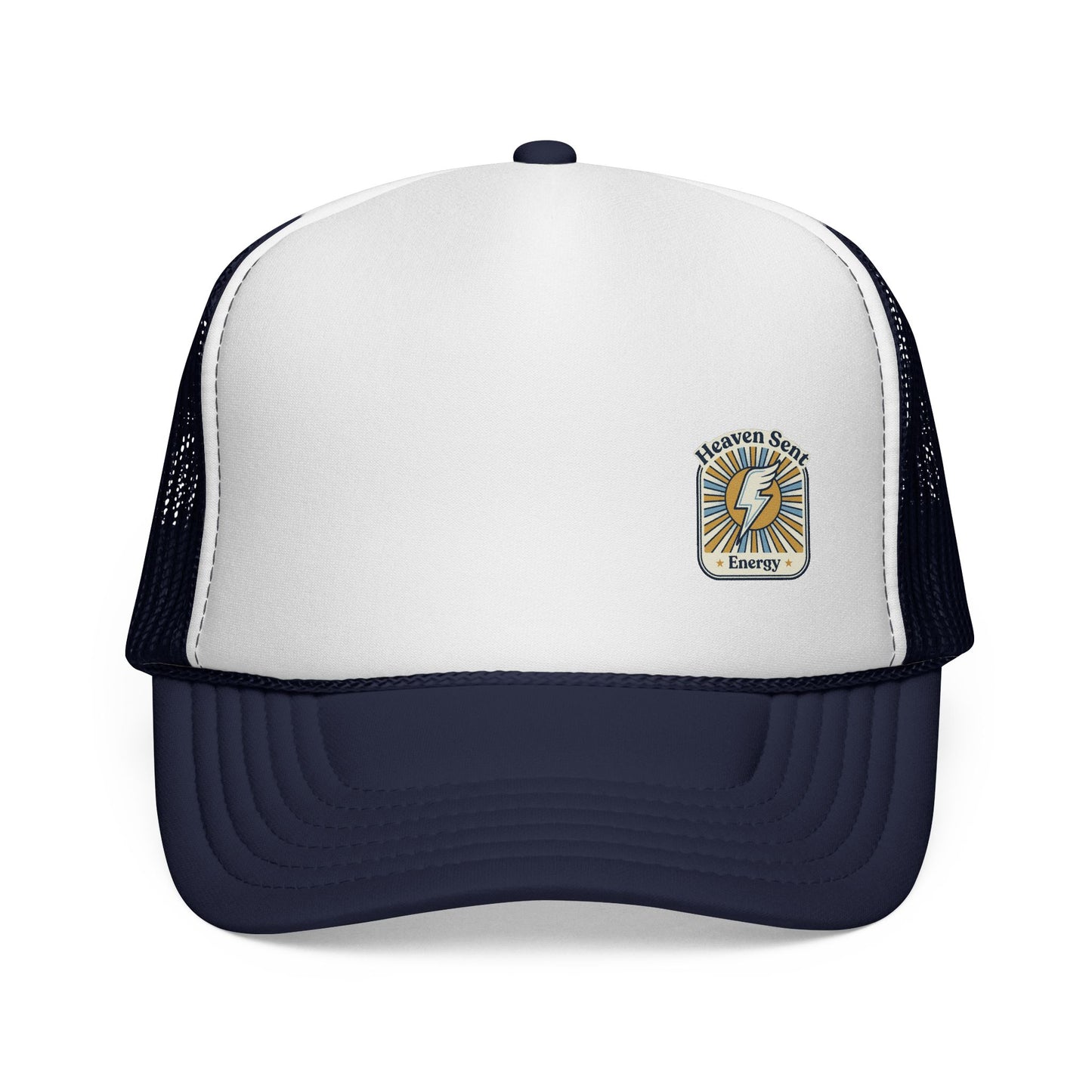Vintage Lightning Bolt Trucker Cap — Wilderness Energy Patch