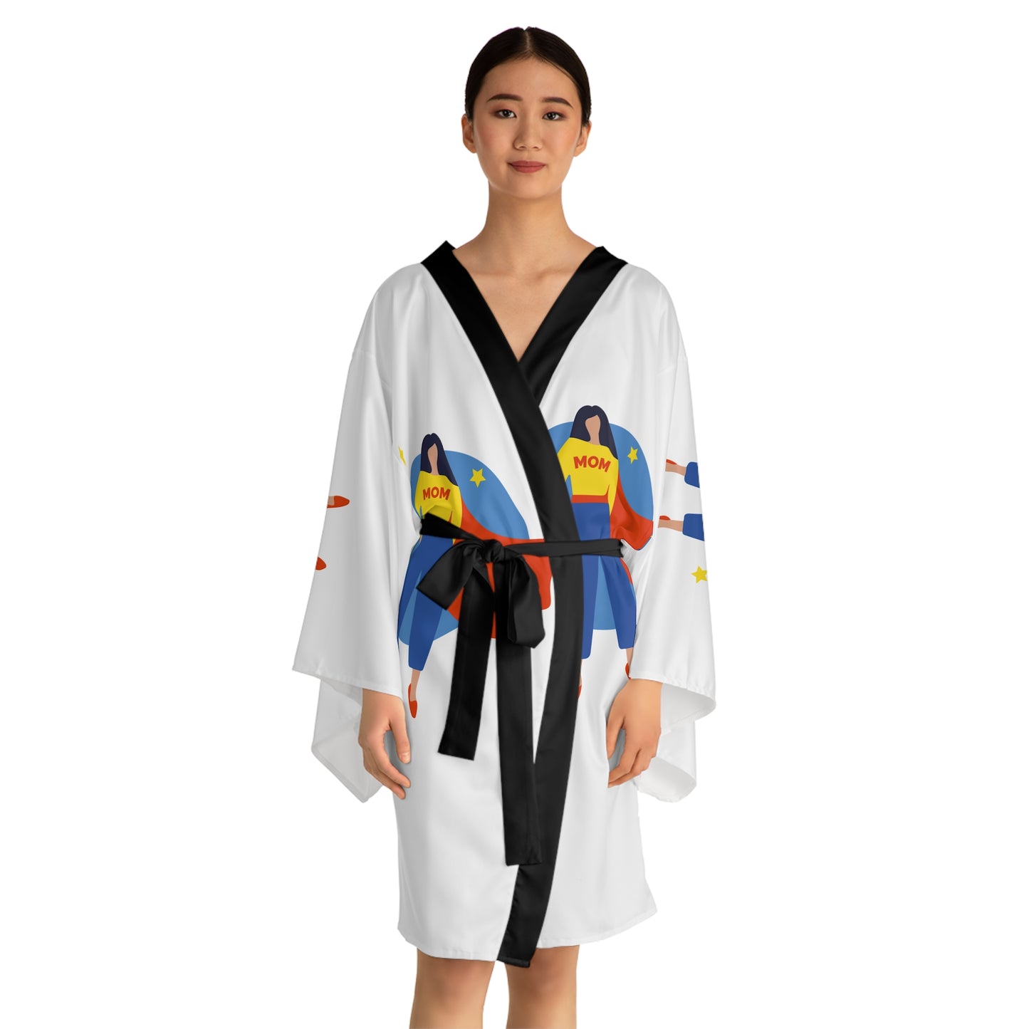 Kimono Robe - Super Mom Graphic Long Sleeve Robe