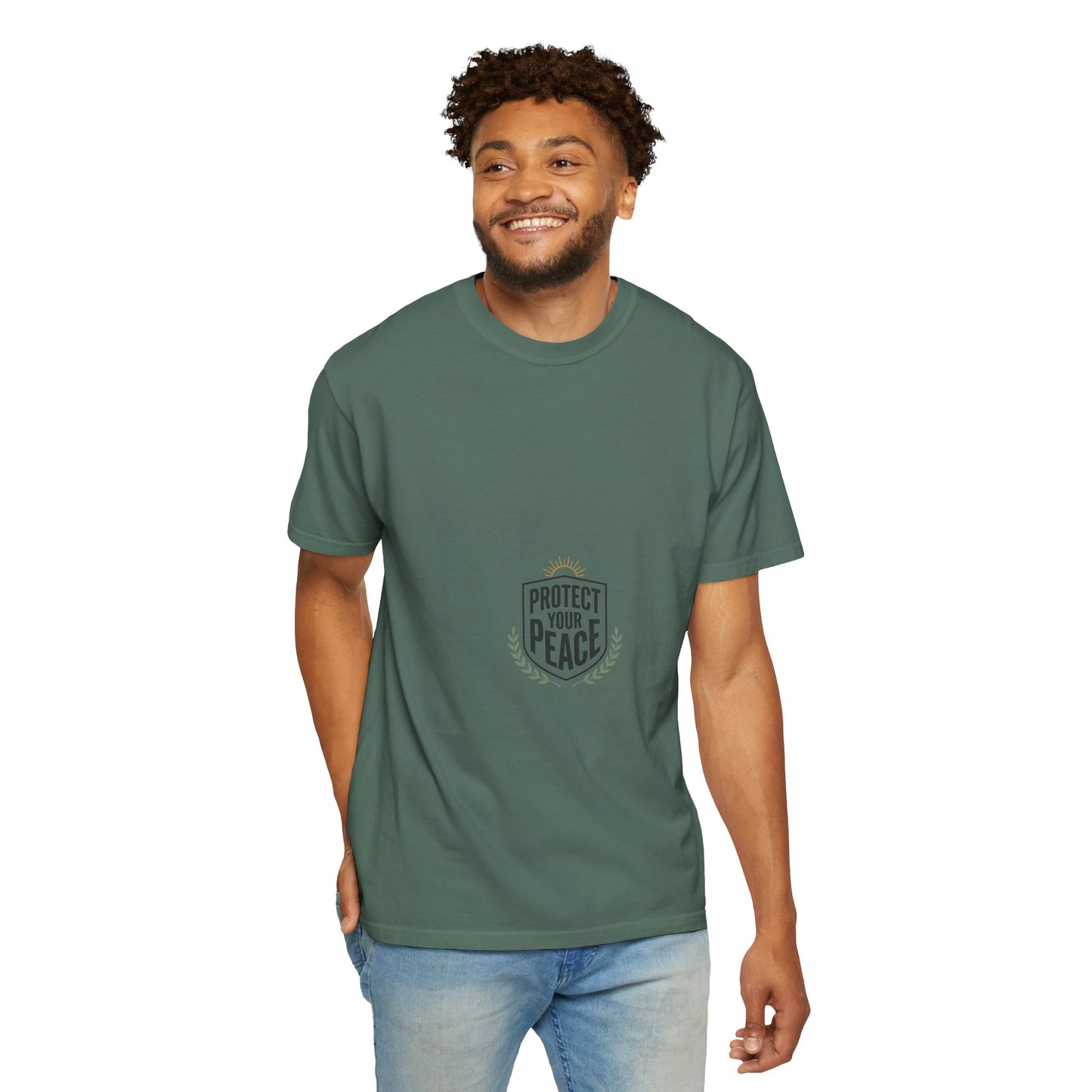 Protect Your Peace T-Shirt — Minimal Shield Graphic, Inspirational Casual Tee