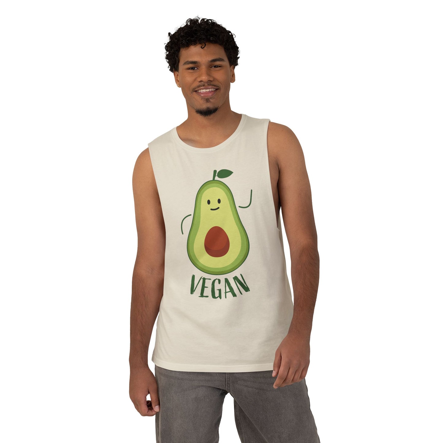 Vegan Avocado Tank Top — Cute Smiling Avocado Graphic Sleeveless Shirt
