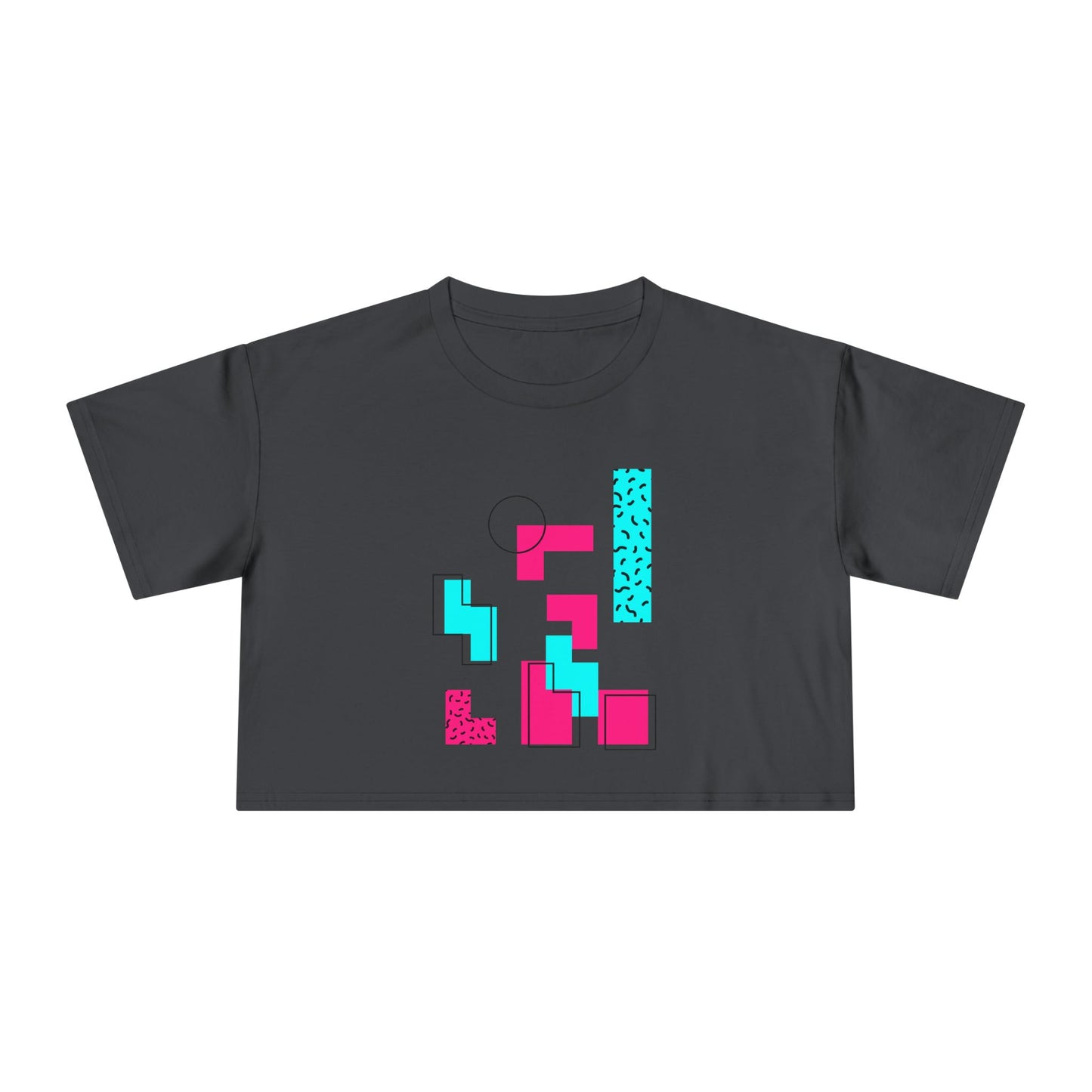 Retro Geometric Crop Tee — 80s Memphis Pattern Women's Top