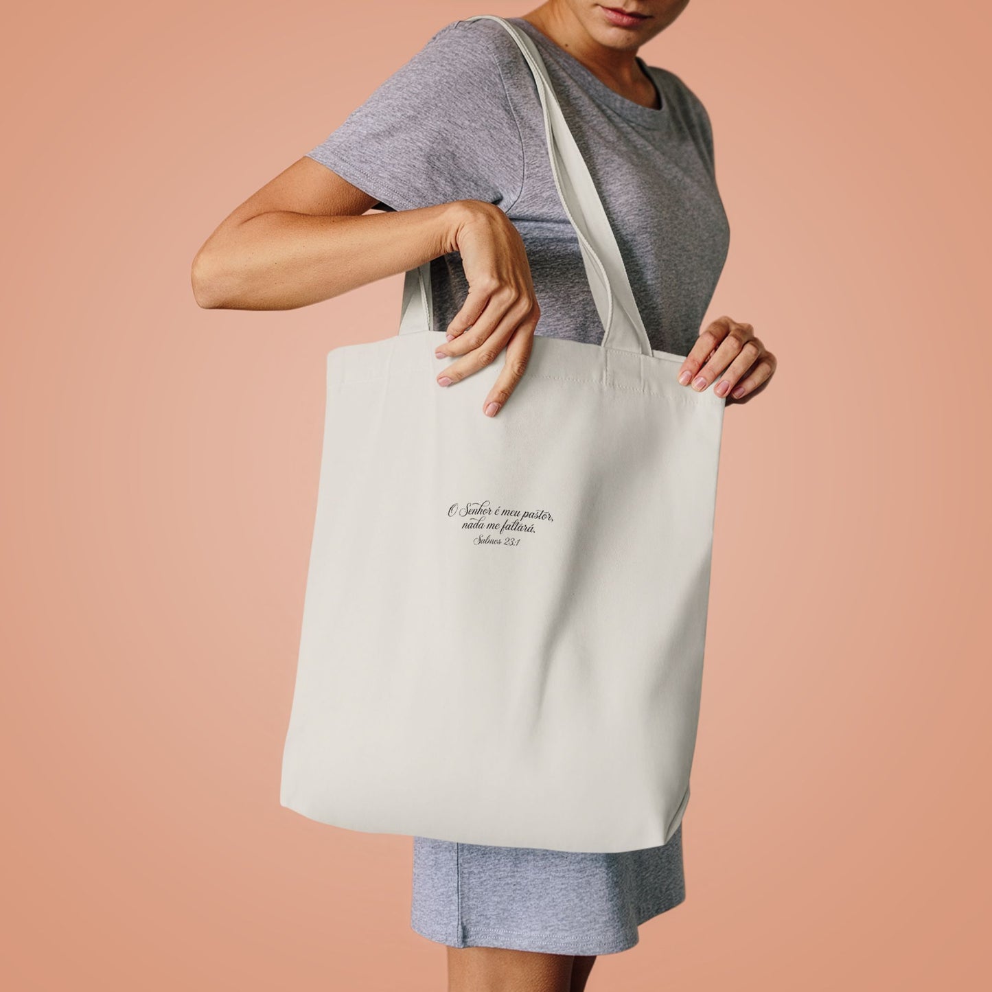 Bolsa Tote de Algodão Preto — “O Senhor é o Meu Pastor” | Salmos 23:1
