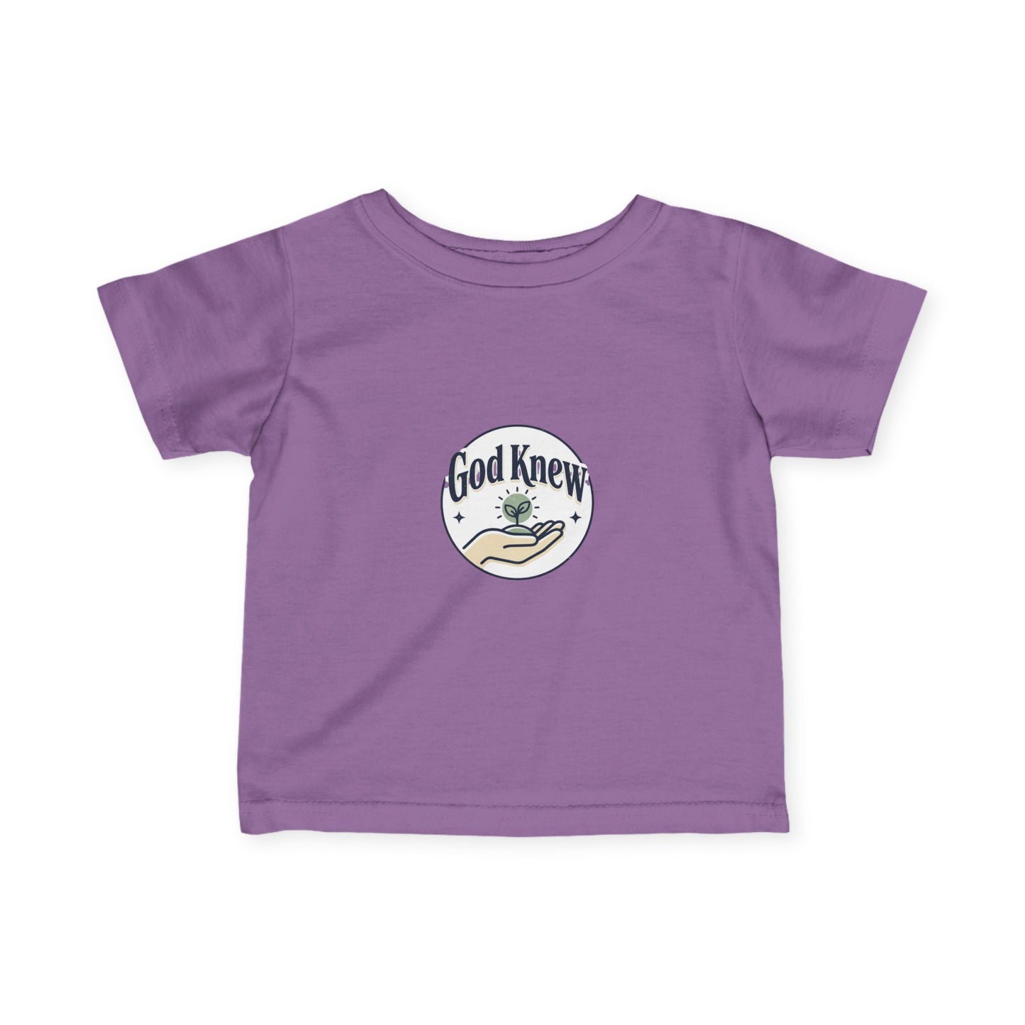 Infant Tee — "God Knew" Hand & Seedling Baby Shirt (Christian Newborn Gift)