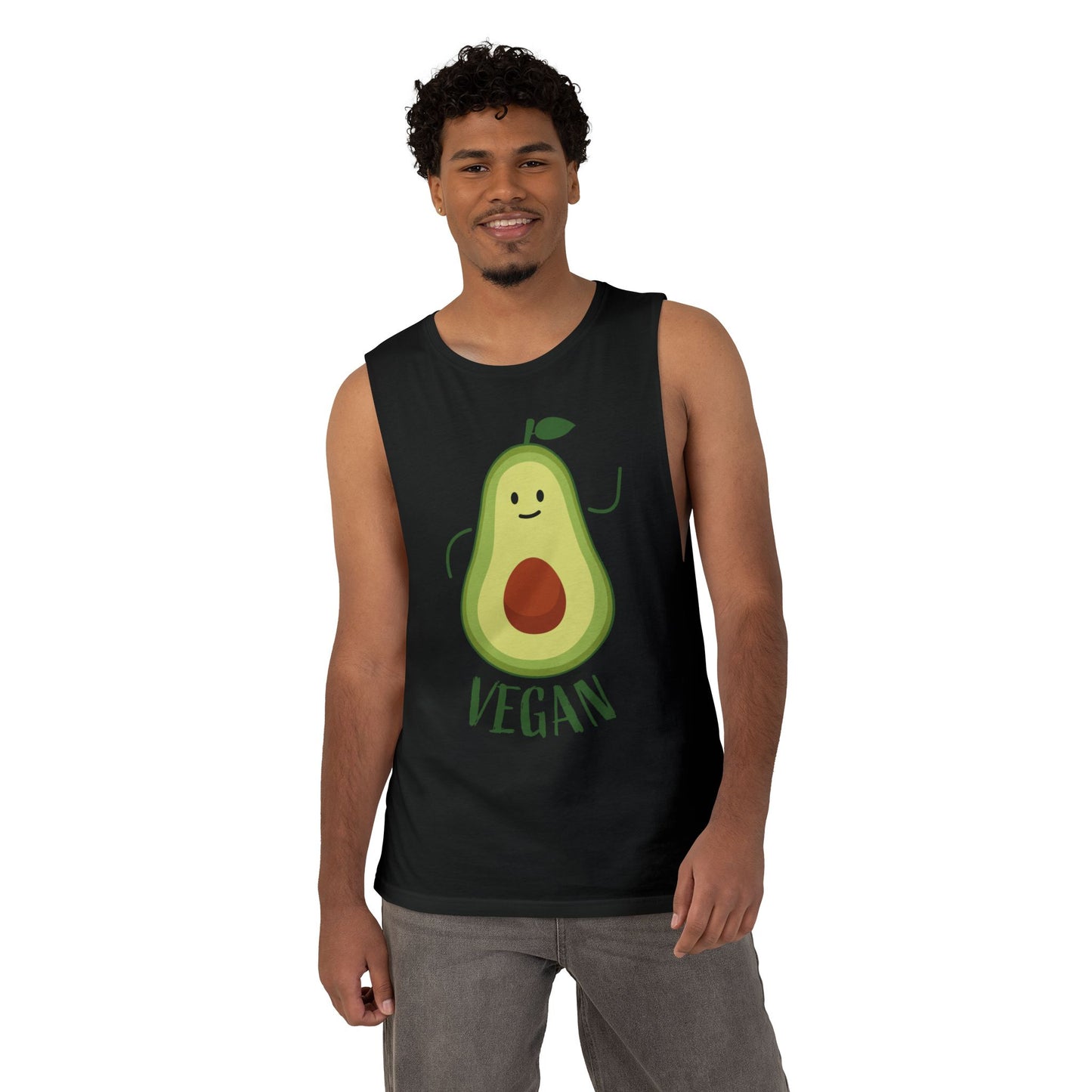 Vegan Avocado Tank Top — Cute Smiling Avocado Graphic Sleeveless Shirt