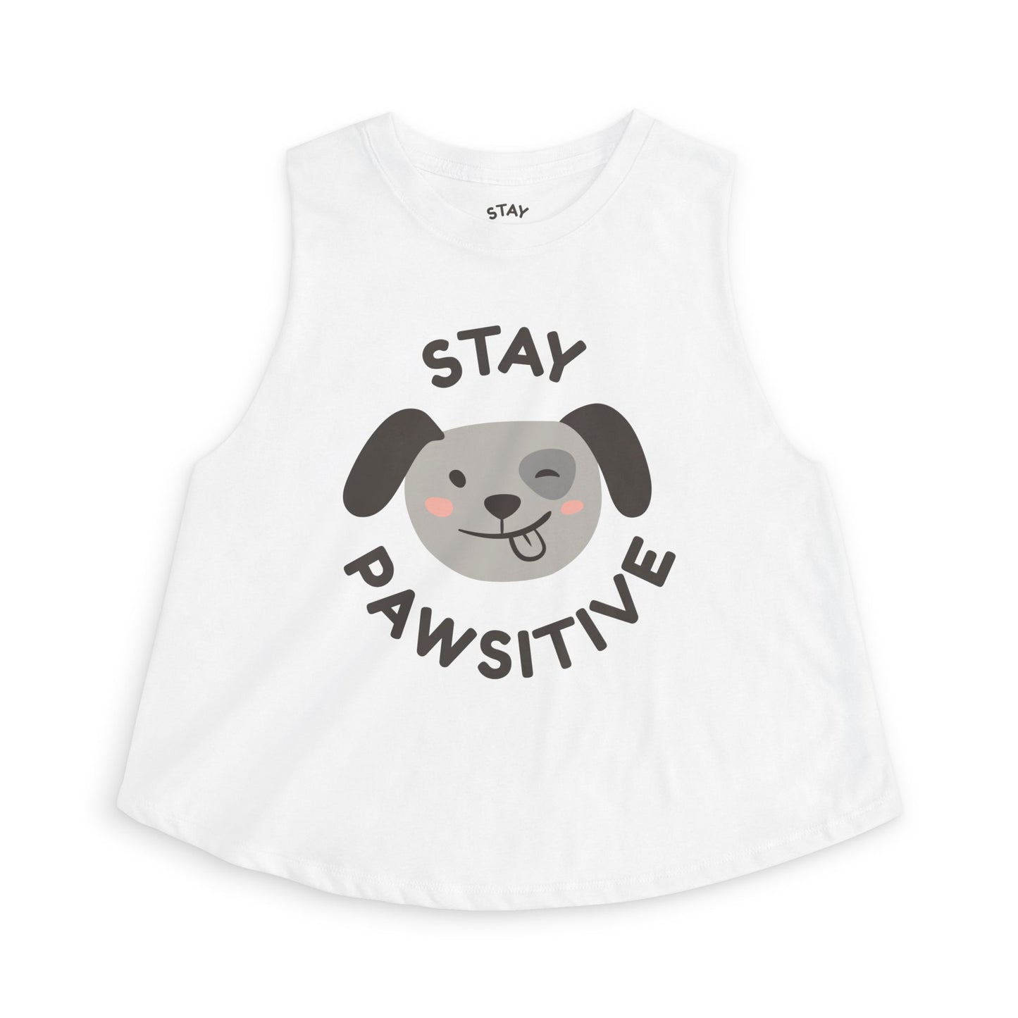 Stay Pawsitive Crop Top — Cute Dog Graphic Women's Tank