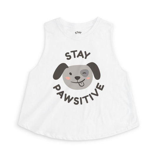 Stay Pawsitive Crop Top — Cute Dog Graphic Women's Tank