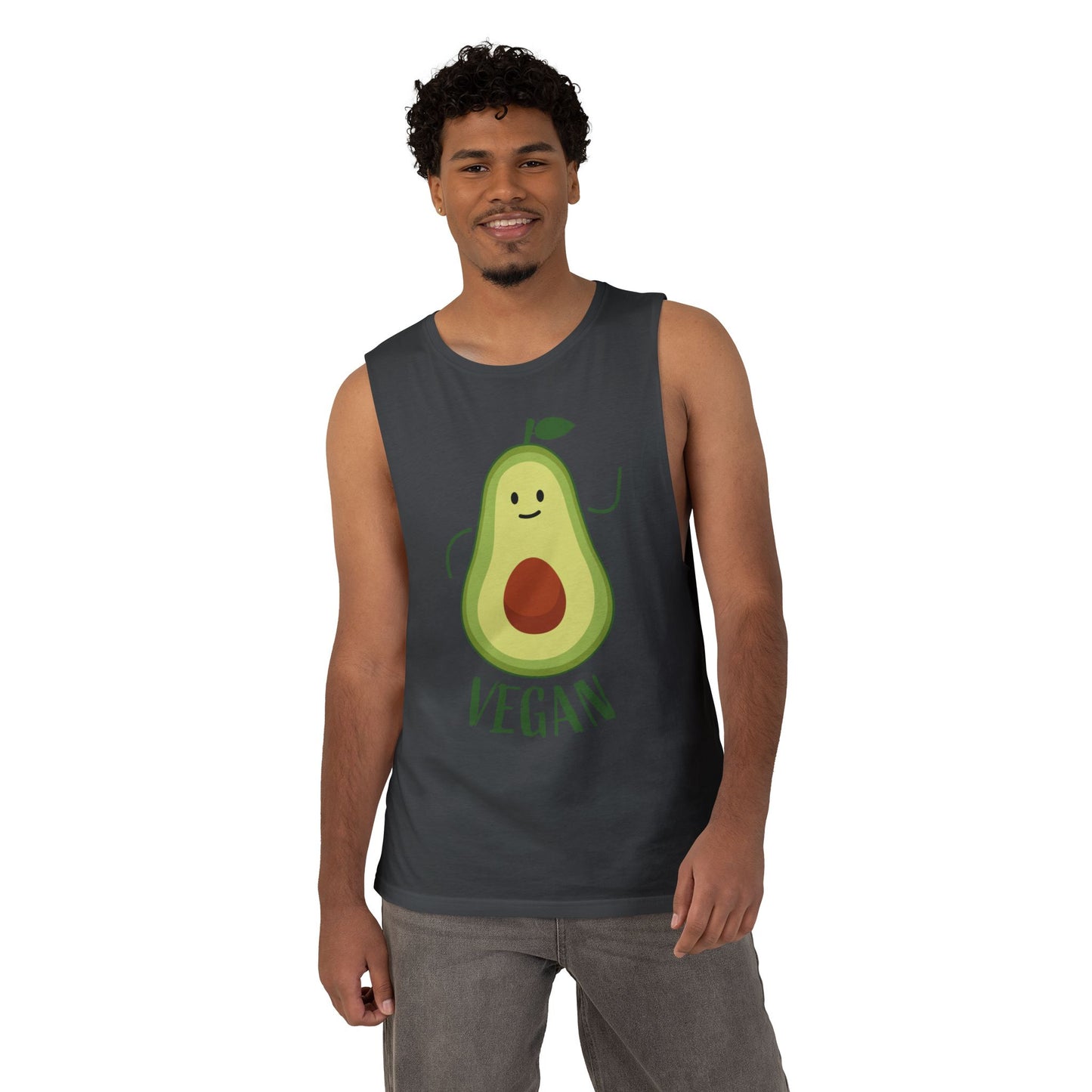 Vegan Avocado Tank Top — Cute Smiling Avocado Graphic Sleeveless Shirt