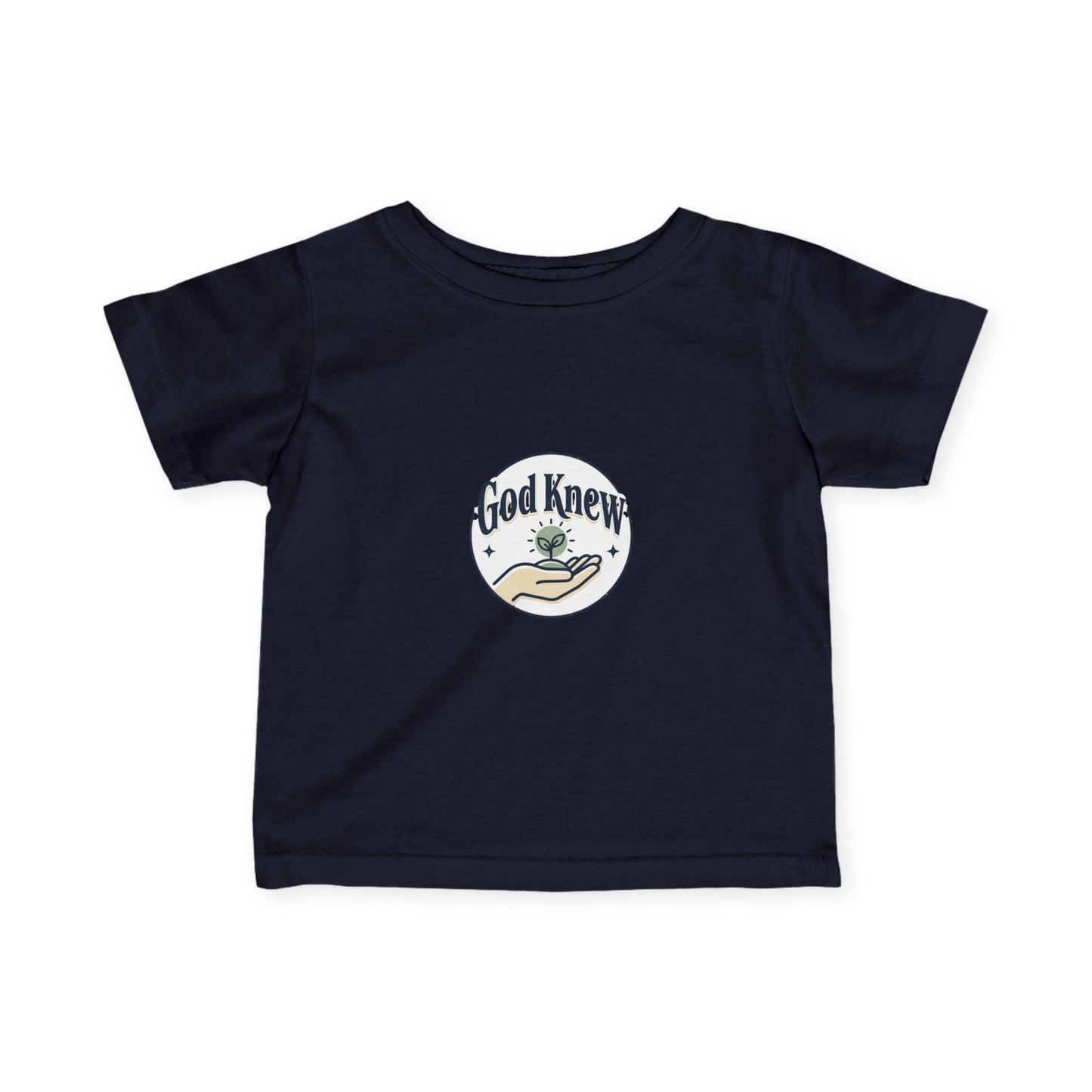 Infant Tee — "God Knew" Hand & Seedling Baby Shirt (Christian Newborn Gift)