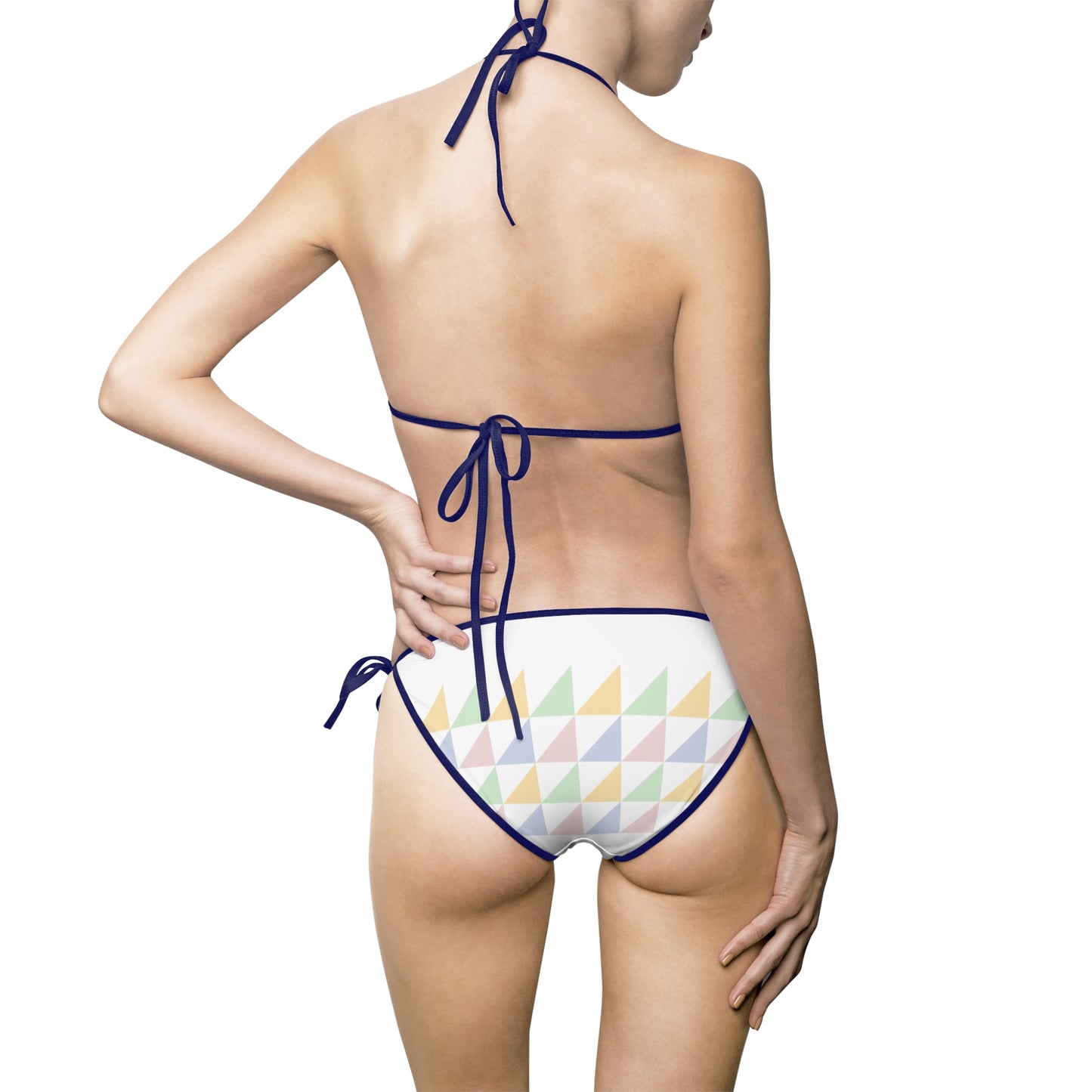 Pastel Triangle Print Bikini Swimsuit — Women’s Tie-Side Two-Piece