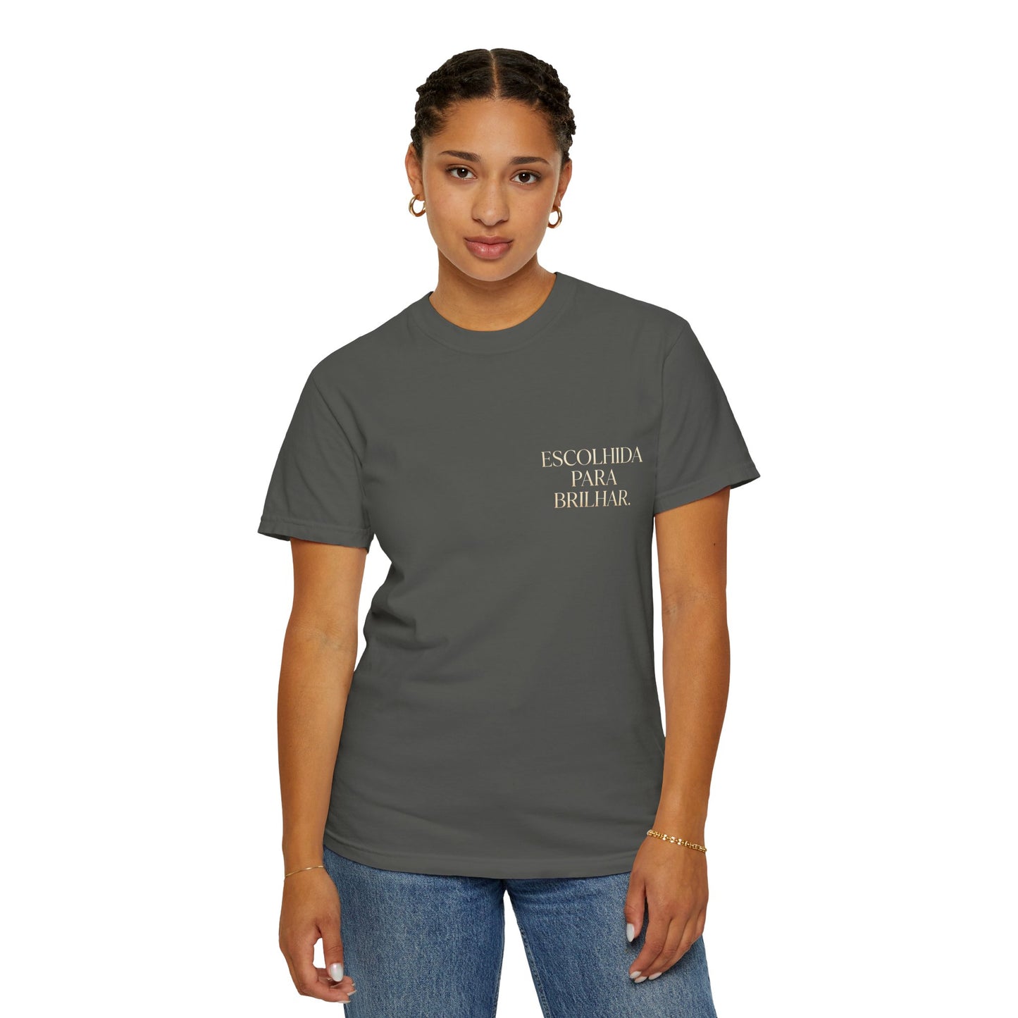 T-shirt tingida em peça "Escolhida Para Brilhar"